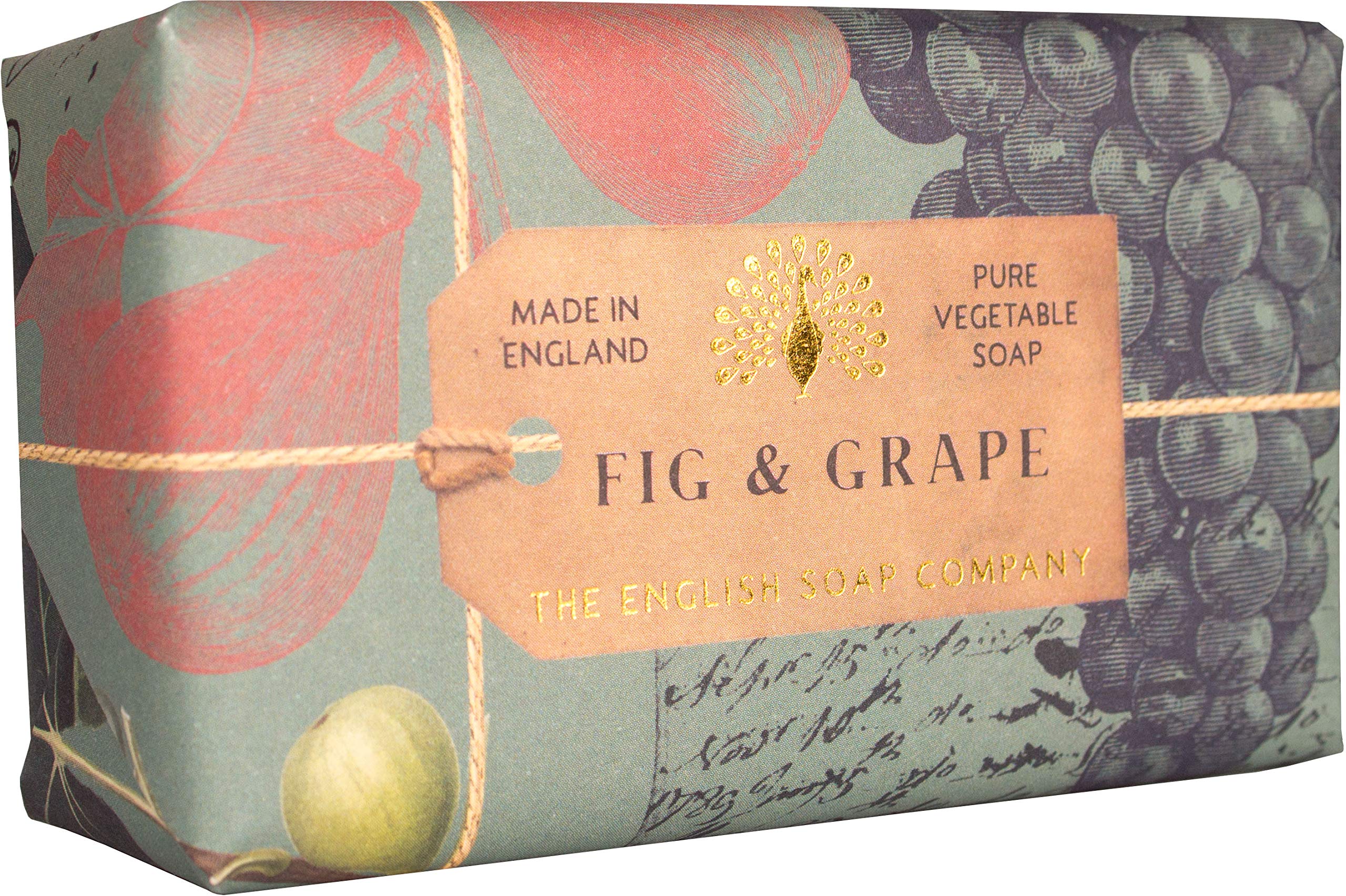 The English Soap Company Anniversary Fig and Grape Soap - Luxury Shea Butter Bar - Fruity Fig and Red Berry Scent, Vegan Friendly, Plastic-Free Recyclable Packaging, Made in England - 190g