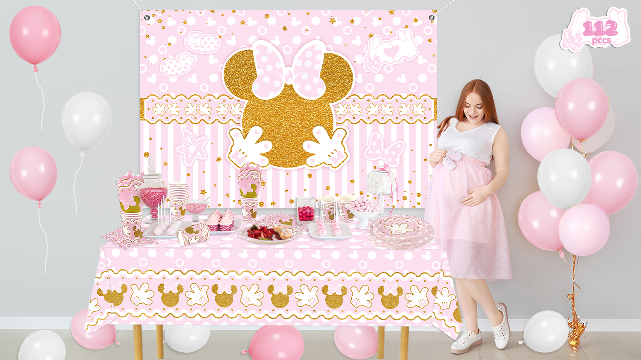Cute Mouse Birthday Party Supplies - 16 Plates, 20 Napkins, Tablecloth, Decorations - View #12