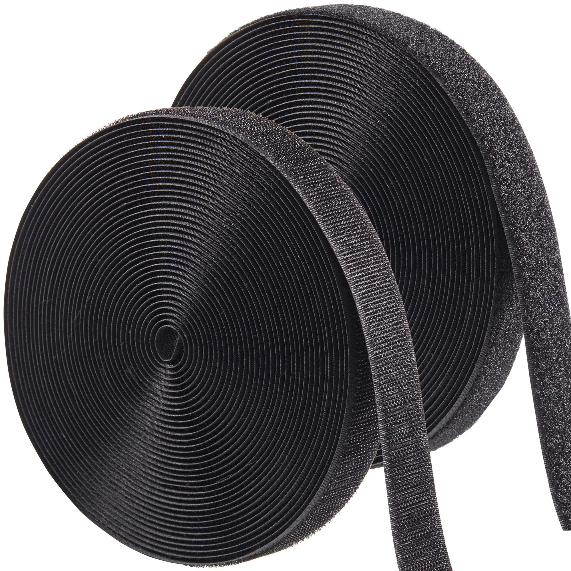 ECOHomes 1 Inch Wide x 33 FT Sew On Hook and Loop Tape for Fabric Roll, Sewable Sew-On Strips for Clothing, Clothes, Fabric | No Adhesive Sewing Fastener Straps, Easy Sew in, Strong Grip, Black