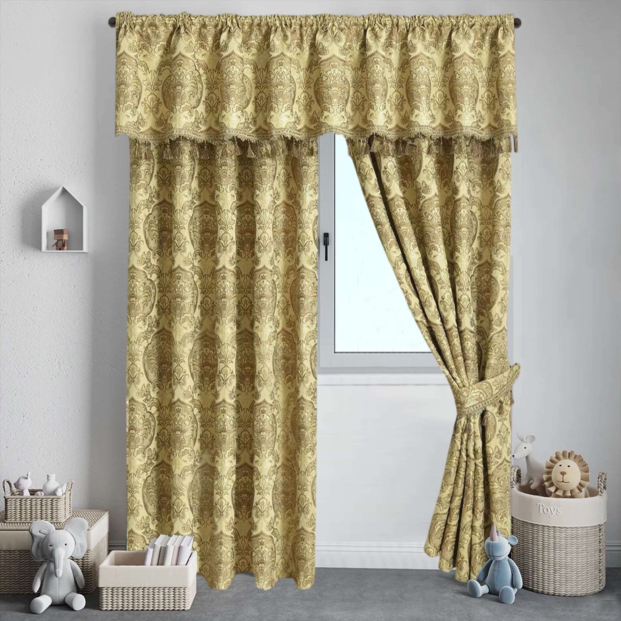 SSP Jacquard Pencil Pleat Curtains Fully Lined Georgia Pair Luxury Window Drapes for Bedroom Living Room Home Décor Easy Care — image 1