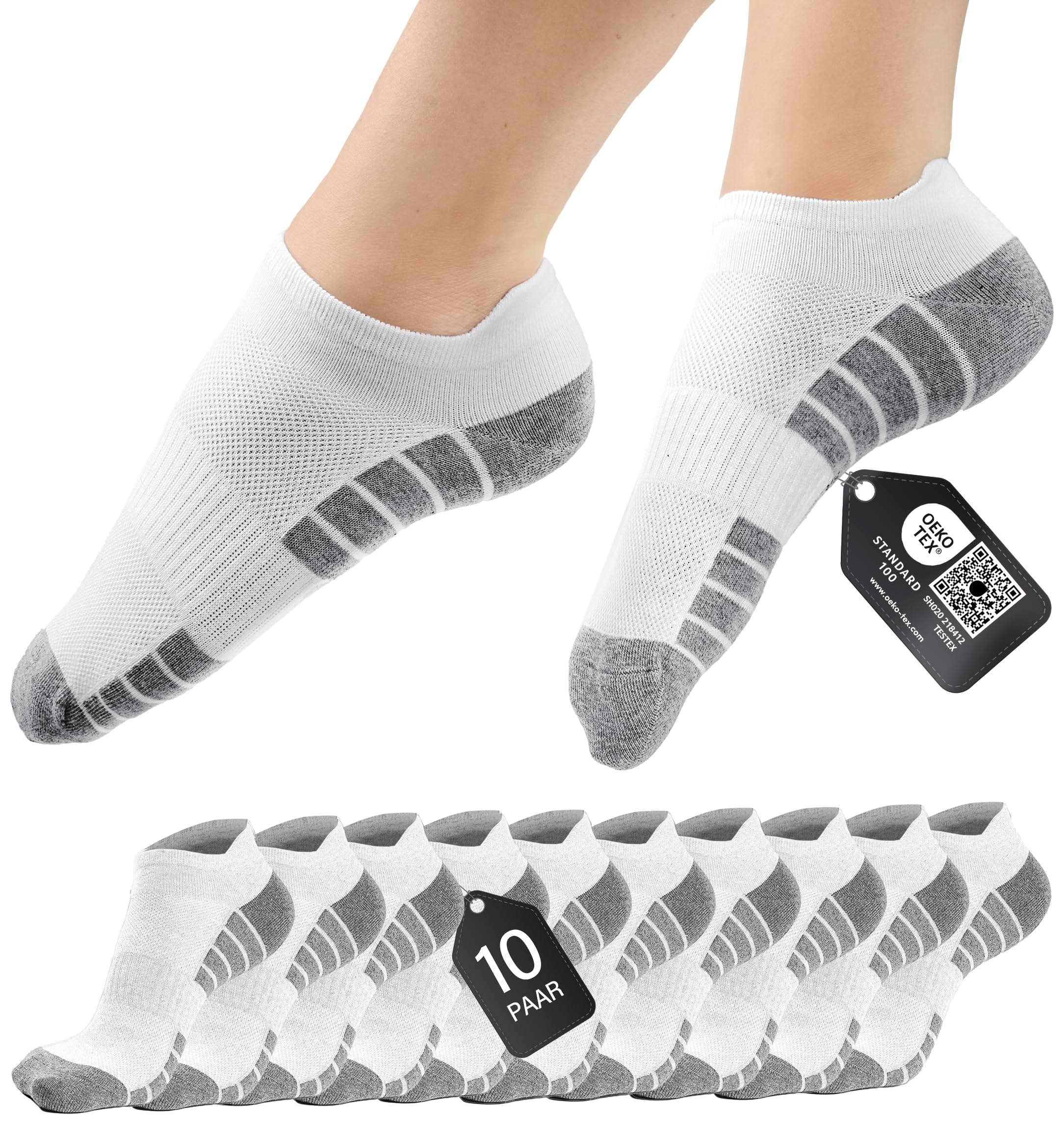 HELDENWERK Sneaker-Socken für Damen & Herren 10 Paar - Kurze Sport-Socken mit atmungsaktiver Baumwolle - Unisex Laufsocken Set