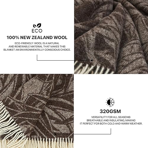 Miniatura 4 de Manta de lana  100% lana de Nueva Zelanda  Perfecta para el hogar y al aire libre  Manta de lana virgen con flecos de 55 x 79 pulgadas (55.1 x 78.7