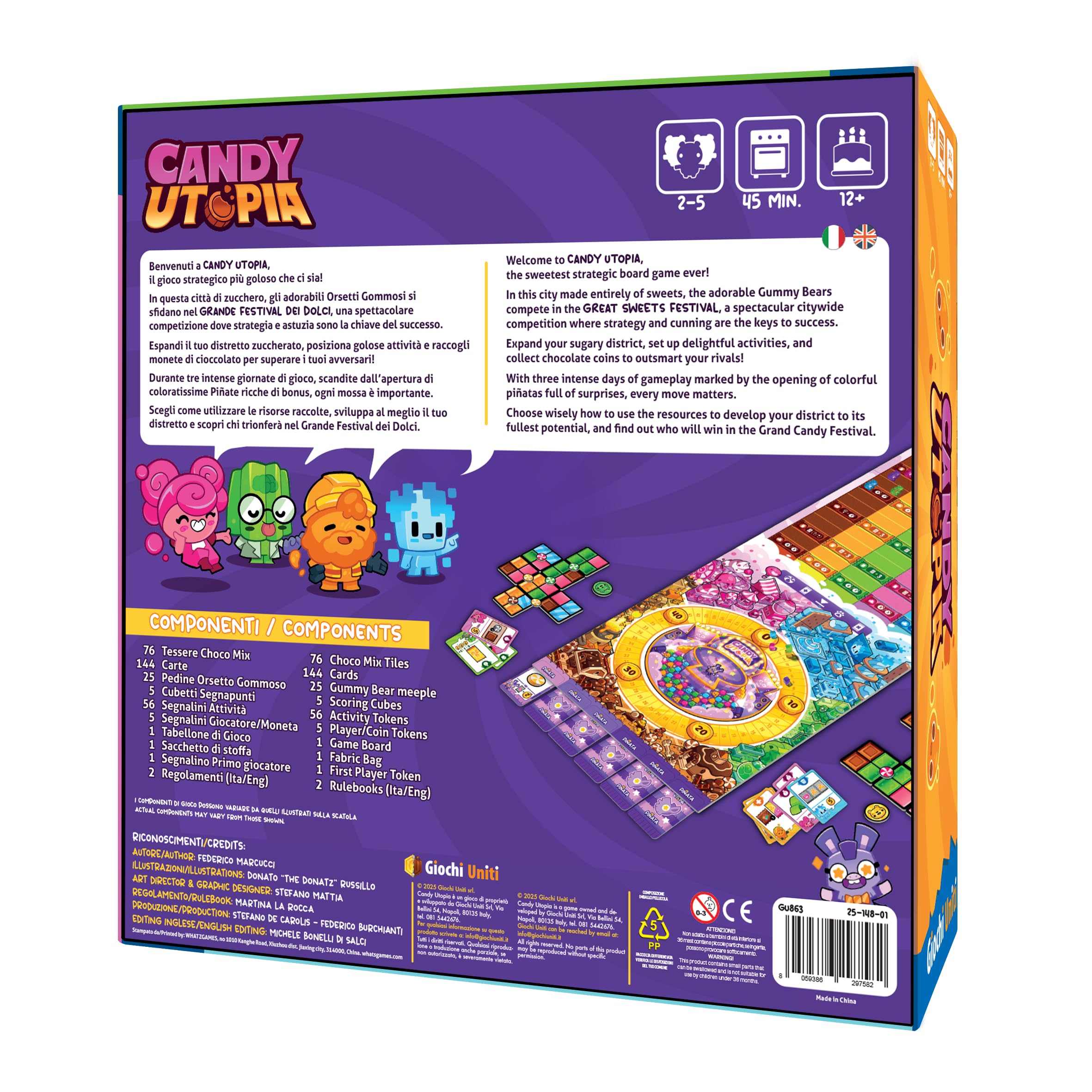 Giochi Uniti - Candy Utopia– Gioco da tavolo, 2-5 Giocatori, 12+ Anni, GU863, Edizione italiana