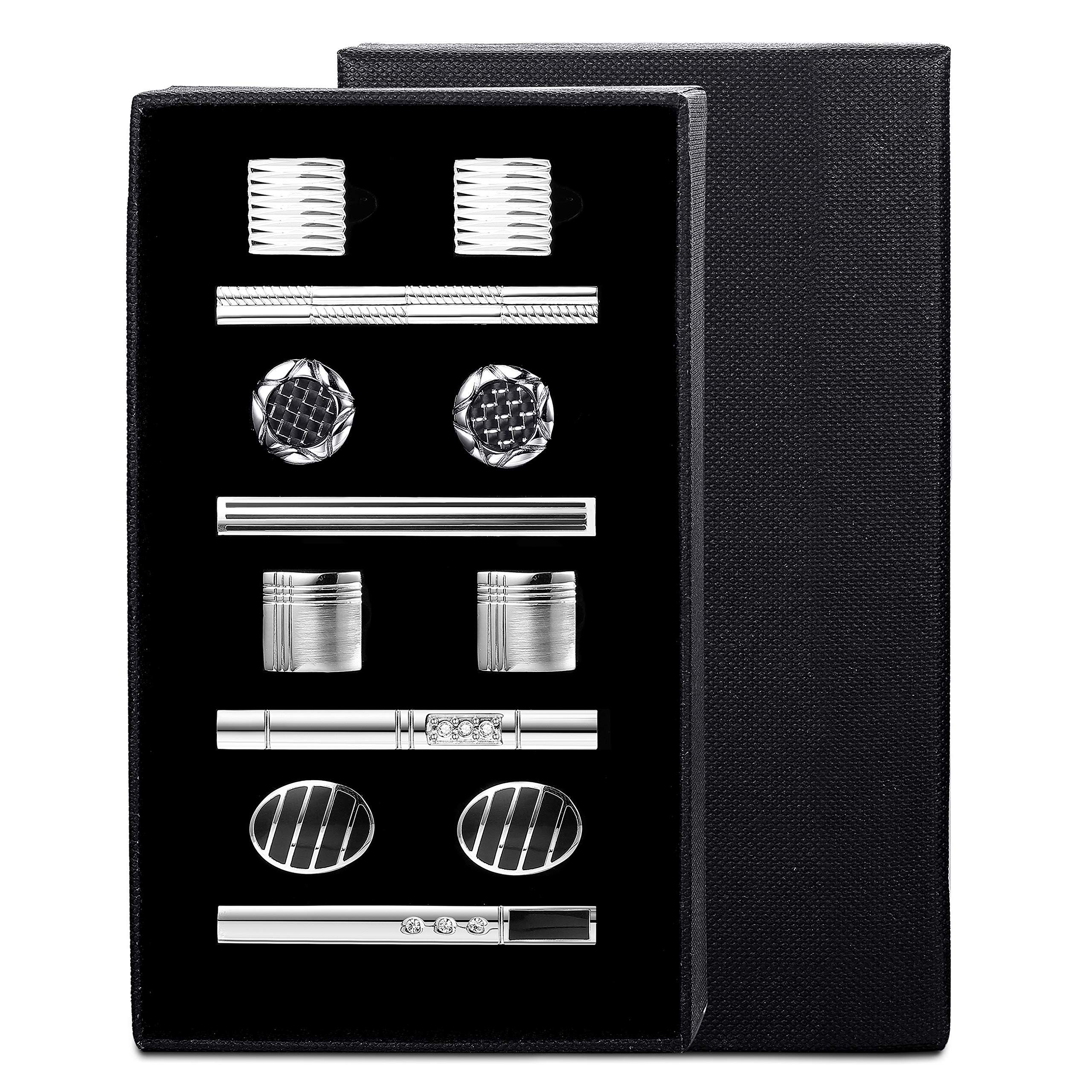 MILACOLATO 6 Pares De Mancuernas Clásicas Fijadas Para Los Hombres De La Boda De Negocios Gemelos Camisas Para Hombre Con Caja De Regalo Joyería Alfiler Corbata Gemelos Camisa Hombre