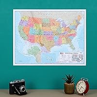 Vista 4 de Paquete de póster laminado con mapa del mundo y mapa de EE. UU., 17 x 22 pulgadas, mapas del mundo y Estados Unidos, cartografía detallada - Maps