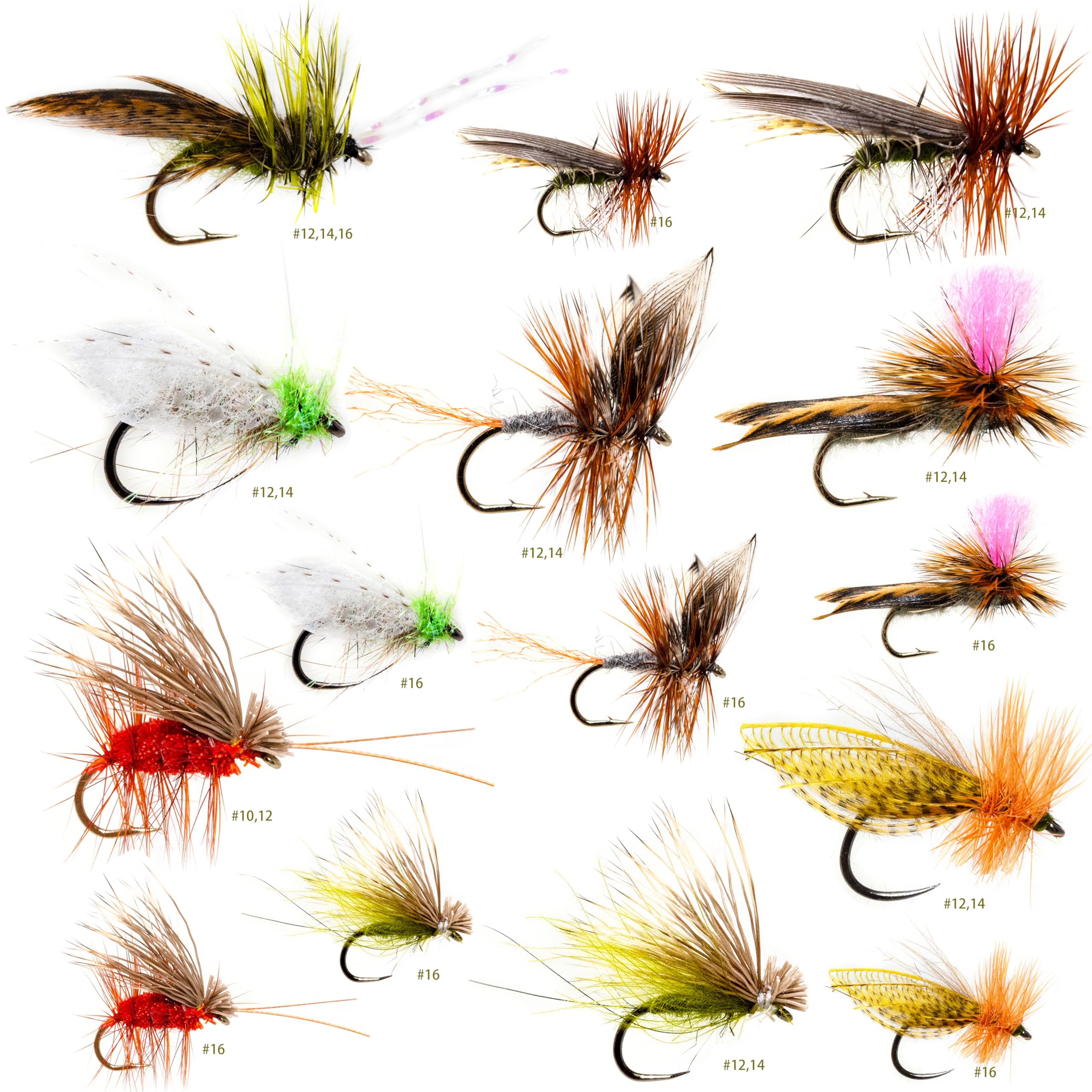 ROKC Favorite Fly Fishing Flies Assortment | Dry, Wet, Nymph, Bunny Muddler, Caddis, Worm Flies | Trout, Bass, Steelhead Fishing Lure Set
