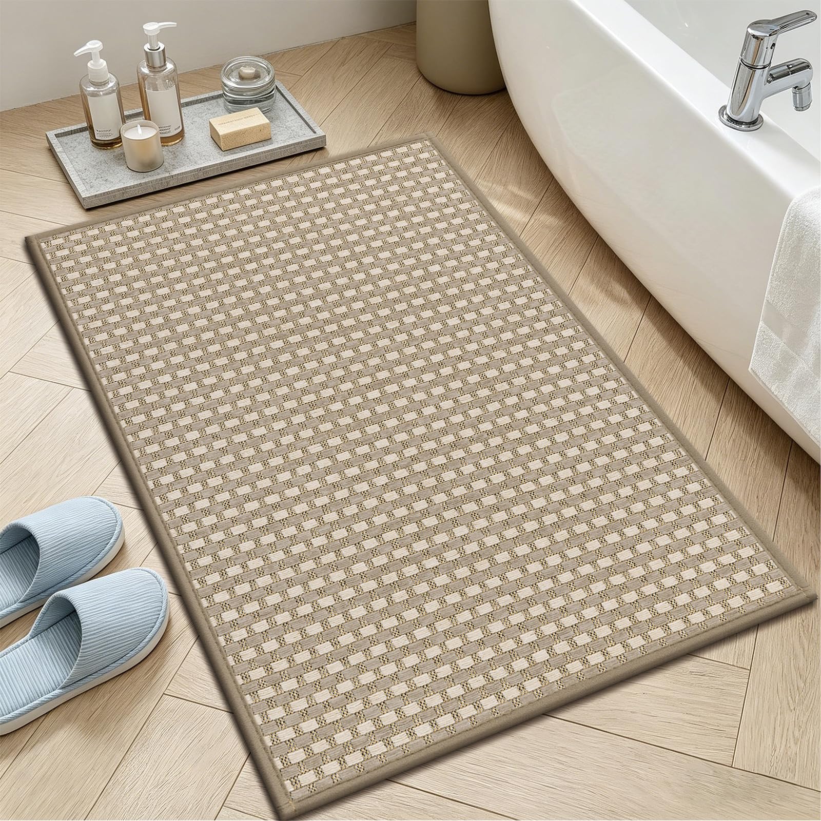 Enyhom Bath Mat 40x60cm, Small Bathroom Mat Brown Bath Mats for Bathroom