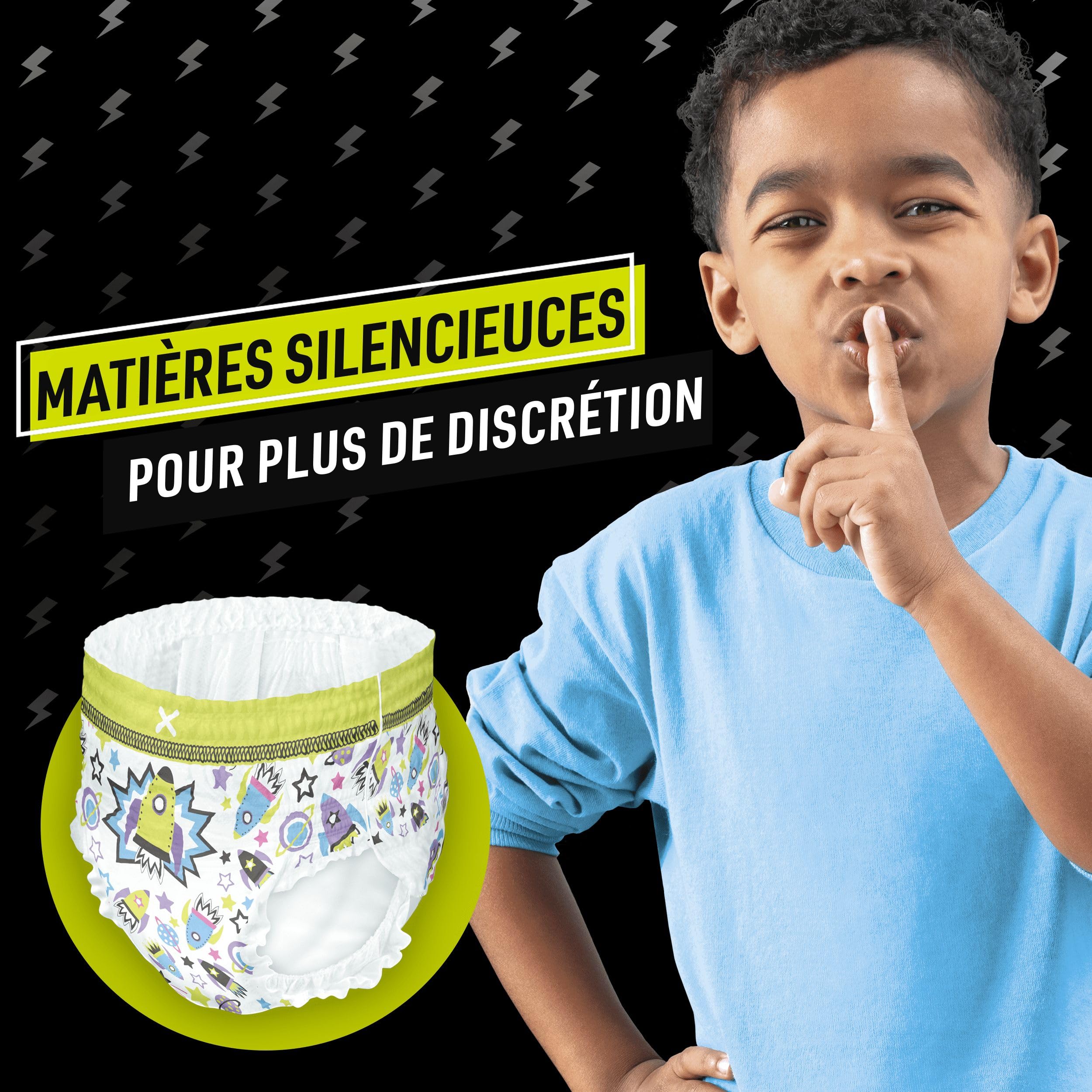 Pampers Ninjamas Pyjama Pants Garçon, 54 Sous-Vêtements de nuit Absorbants, 8-12 Ans, 27-43kg, Protection Maximale Contre Les Fuites Toute La Nuit En Toute Discrétion, Pack 1 Mois