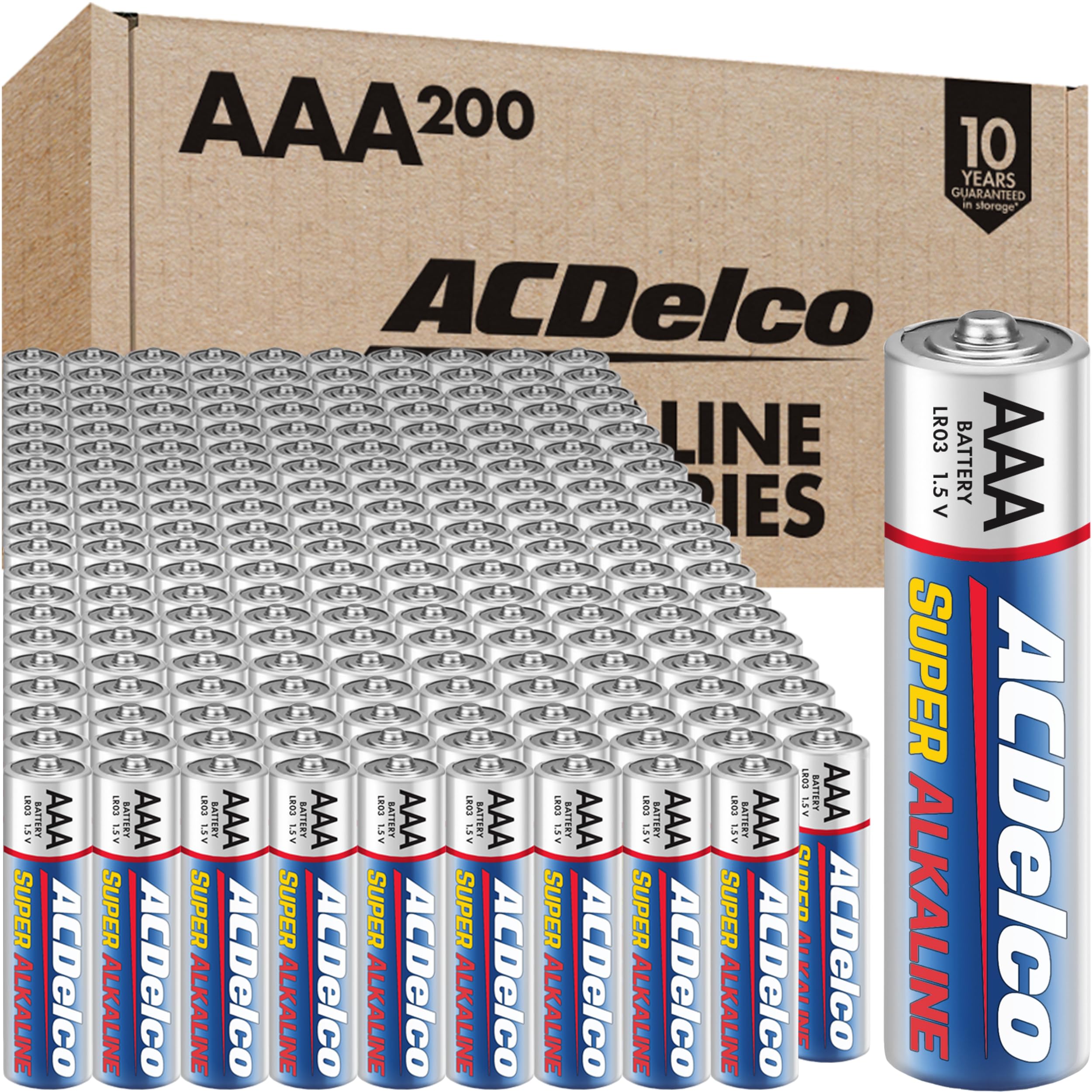 Sponsored Ad - ACDelco AAA Batteries, Maximum Power Super Alkaline Battery, 10-Year Shelf Life, Recloseable Packaging, 200 Count