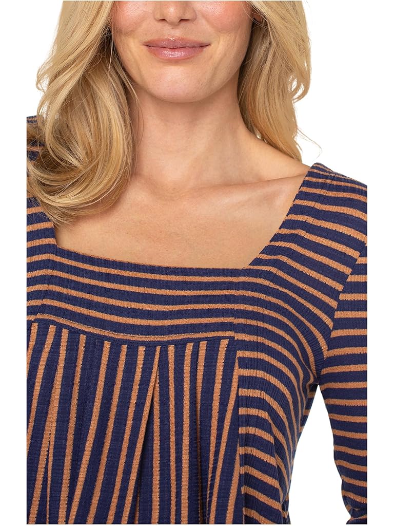 Blue Liverpool Los Angeles Long Sleeve Square Neck Knit Top