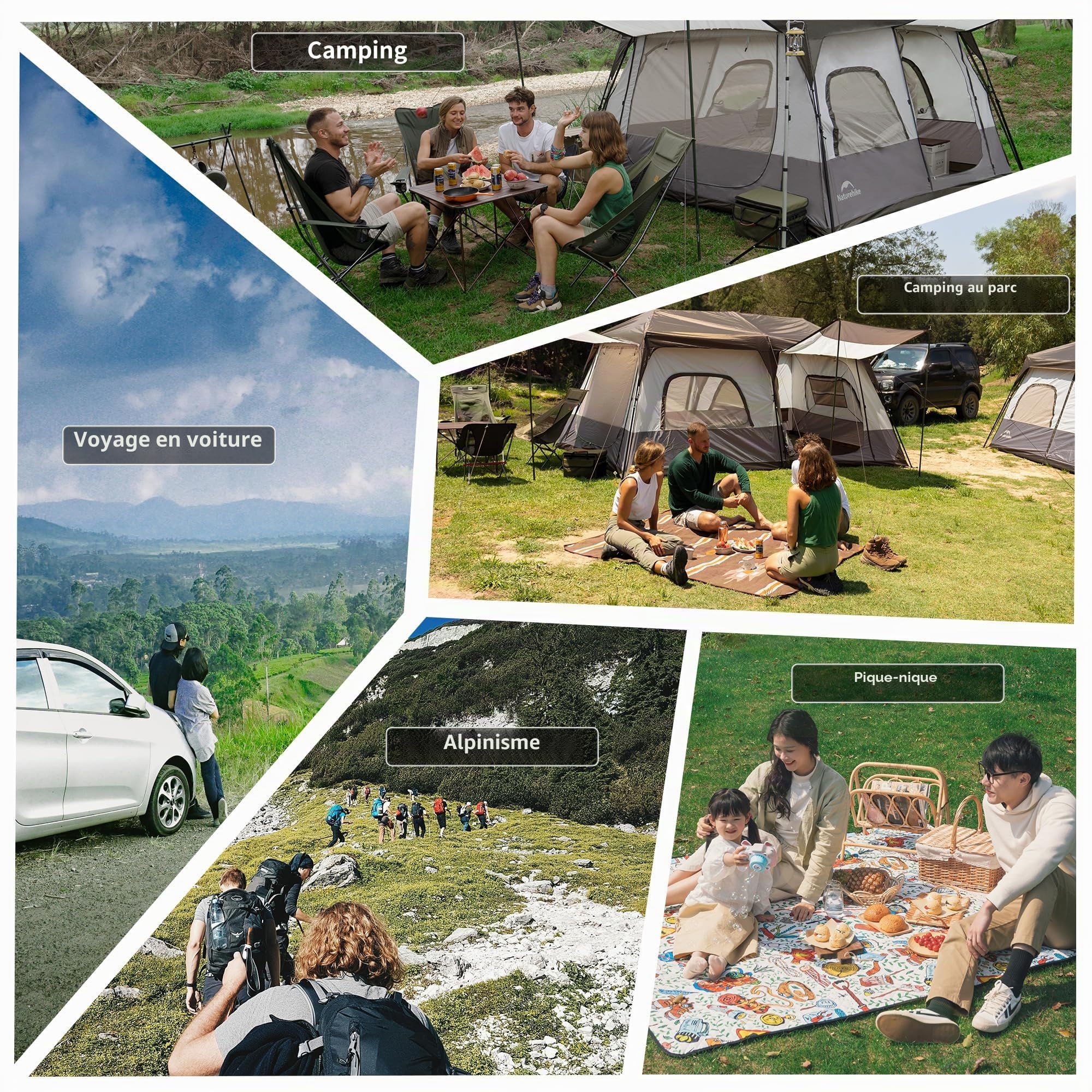 Naturehike Tente Festival 6 & 8 Places Grande Tente de Camping Tunnel Familiale étanche PU3000mm Voyages en Famille, au Camping, aux visites autonomes et à d'autres activités de Plein air