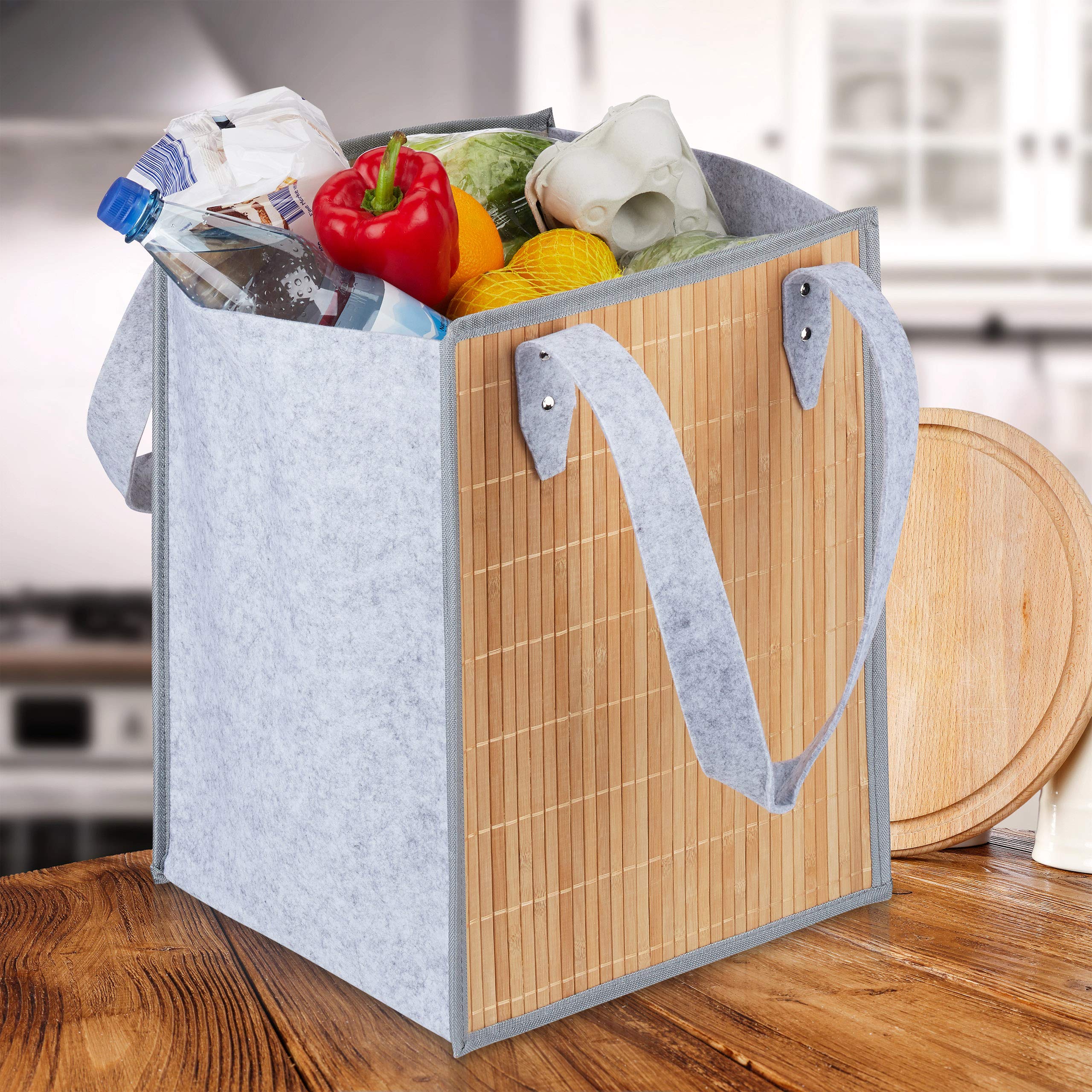 Relaxdays Wäschekorb Aus Filz – 50 Liter, Faltbar Mit Holzgriff, Für Bad & Schlafzimmer In Verschiedenen Farben