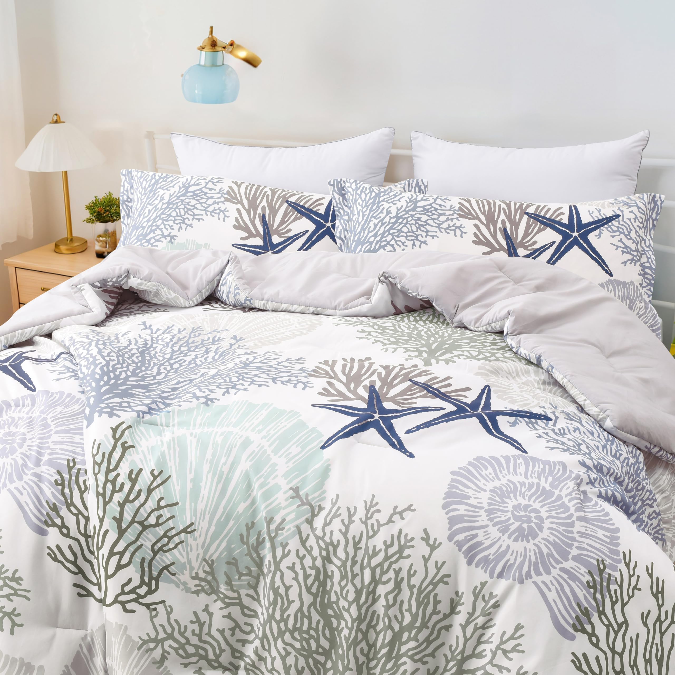 Set di biancheria da letto blu per camera da letto, composto