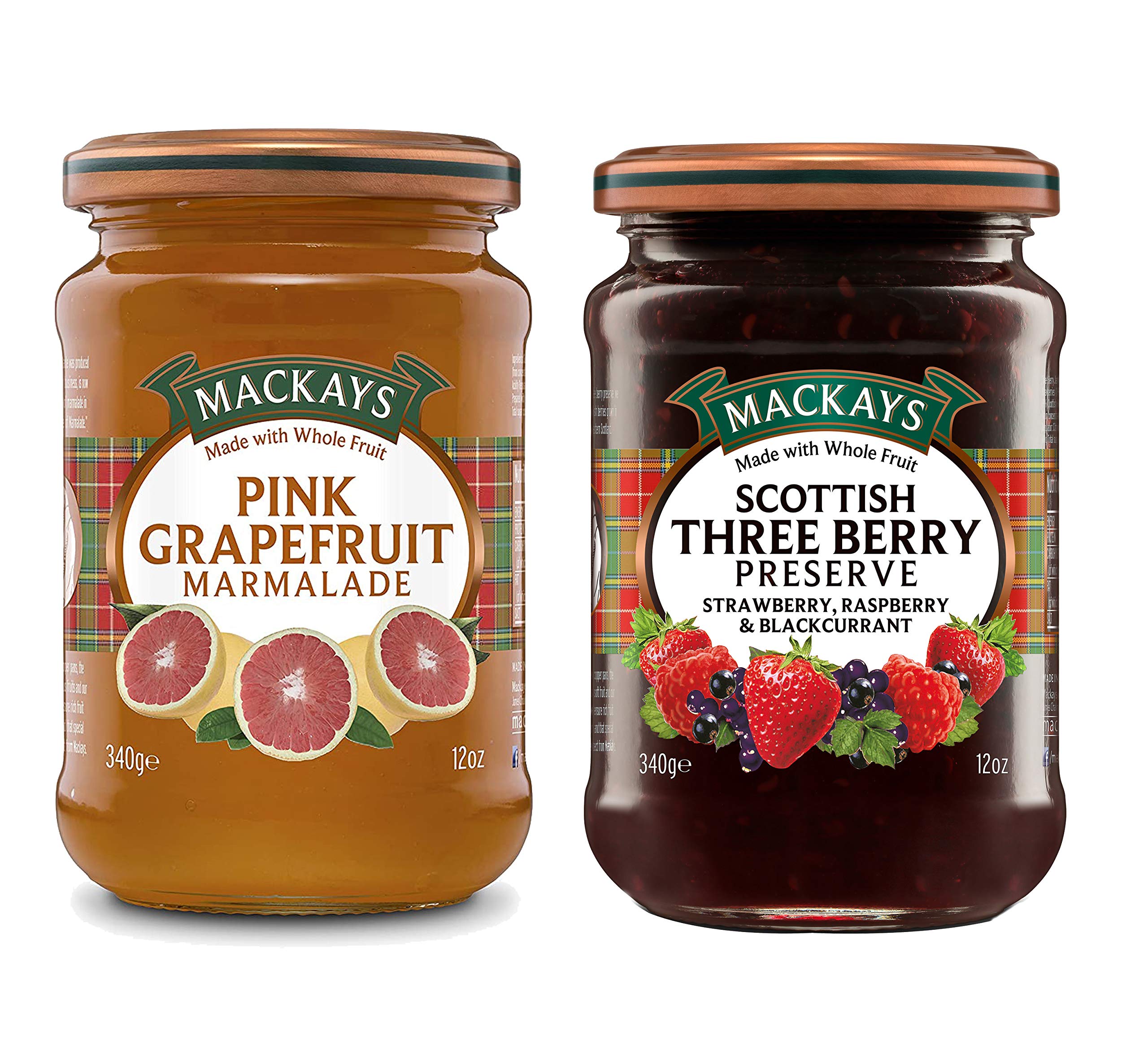 Mackays Scottish Three Berry Preserve & Pink Grapefruit Marmalade Jam For Bread | Natural Fruit Jam With Real Fruits | Free From Preservatives & Artificial Color - 340g (Combo Pack of 2) (B08LL7FNDM) Amazon Price History, Amazon Price Tracker