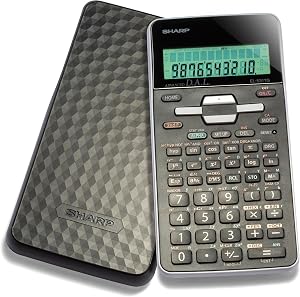 Sharp EL-531TGBBW 12-Digit Scientific/Engineering Calculator with Protective Hard Cover, Battery and Solar Hybrid Powered LCD Display, Great for Students and Professionals,Black and White