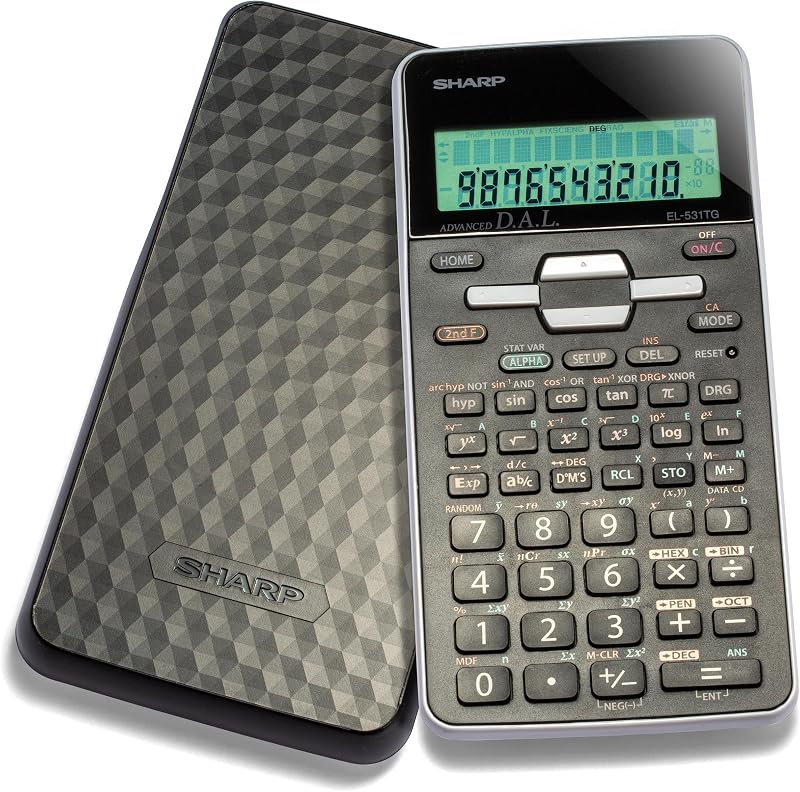 EL-531TGBBW 12-Digit Scientific/Engineering Calculator with Protective Hard Cover, LCD Display, Great for Students and Professionals, Black