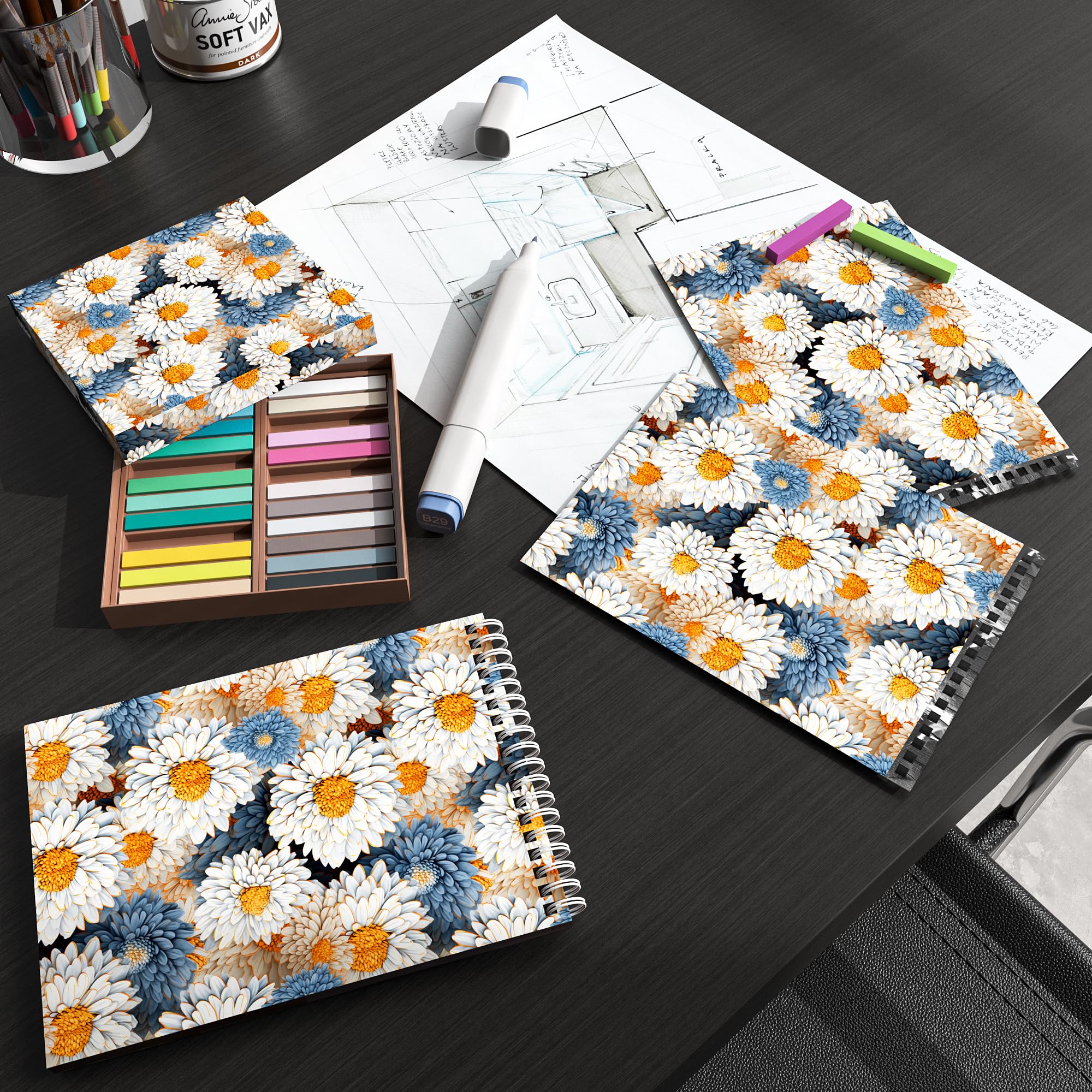 FunStick 44.5CM×9M Papel Pintado Infantil Flores Azul y Blanco Margarita 3D Vinilo Adhesivo Infantil para Muebles Flores Armario Azul y Blanco Papel Pared Autoadhesivo Floral 3D Dormitorio Habitacion