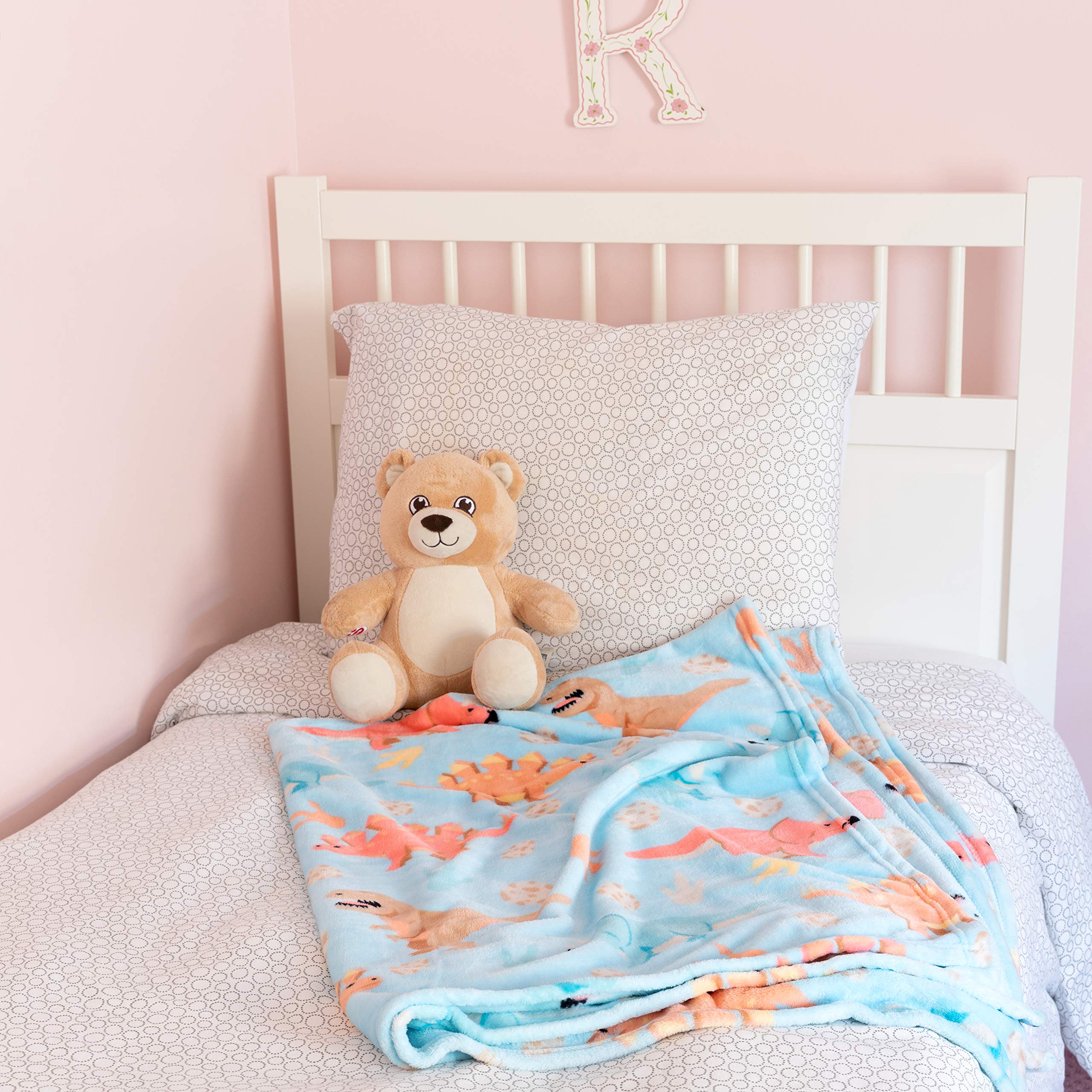 Kids Dinosaur Blanket - Soft Fluffy Pink Throw For Toddlers & Children, Cute Gift For Bed Or Couch - View #6