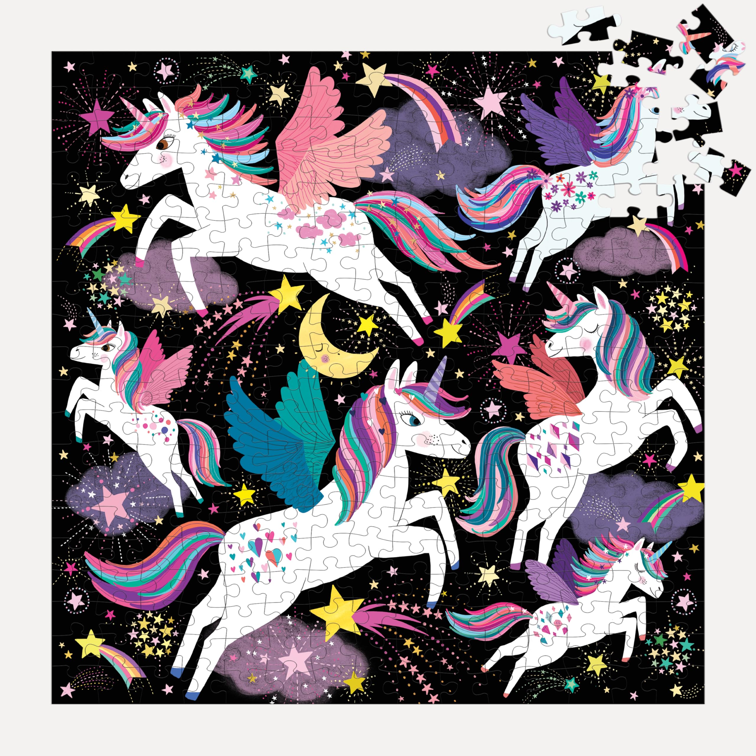 Mudpuppy Unicorns Illuminated 300 Piece Glow in The Dark Family Puzzle, Glow in The Dark Pieces, Whimsical Illustrations; Hours of Challenging Puzzle Fun, 7+ - Image 4
