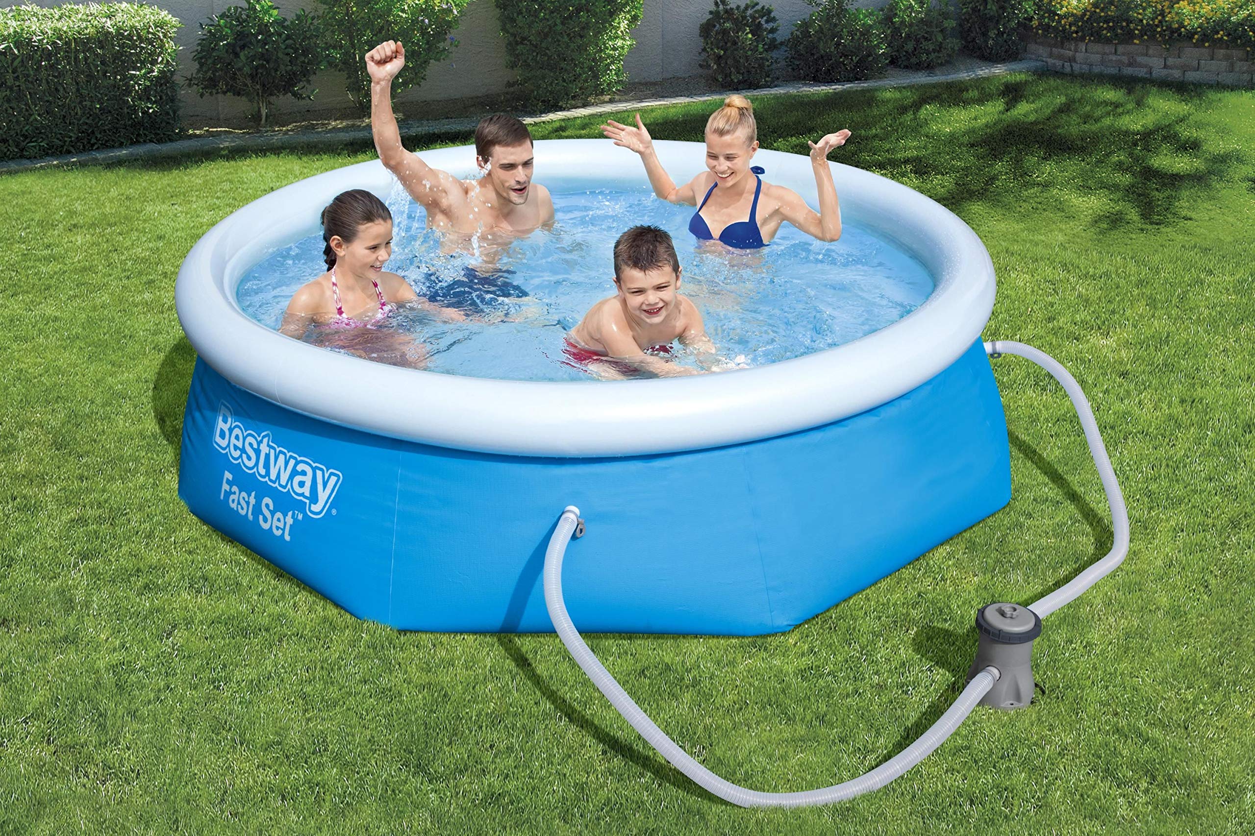 Bestway Fast Set Pool Set mit Filterpumpe, 244 x 66 cm, blau, 57268, 244x66 cm