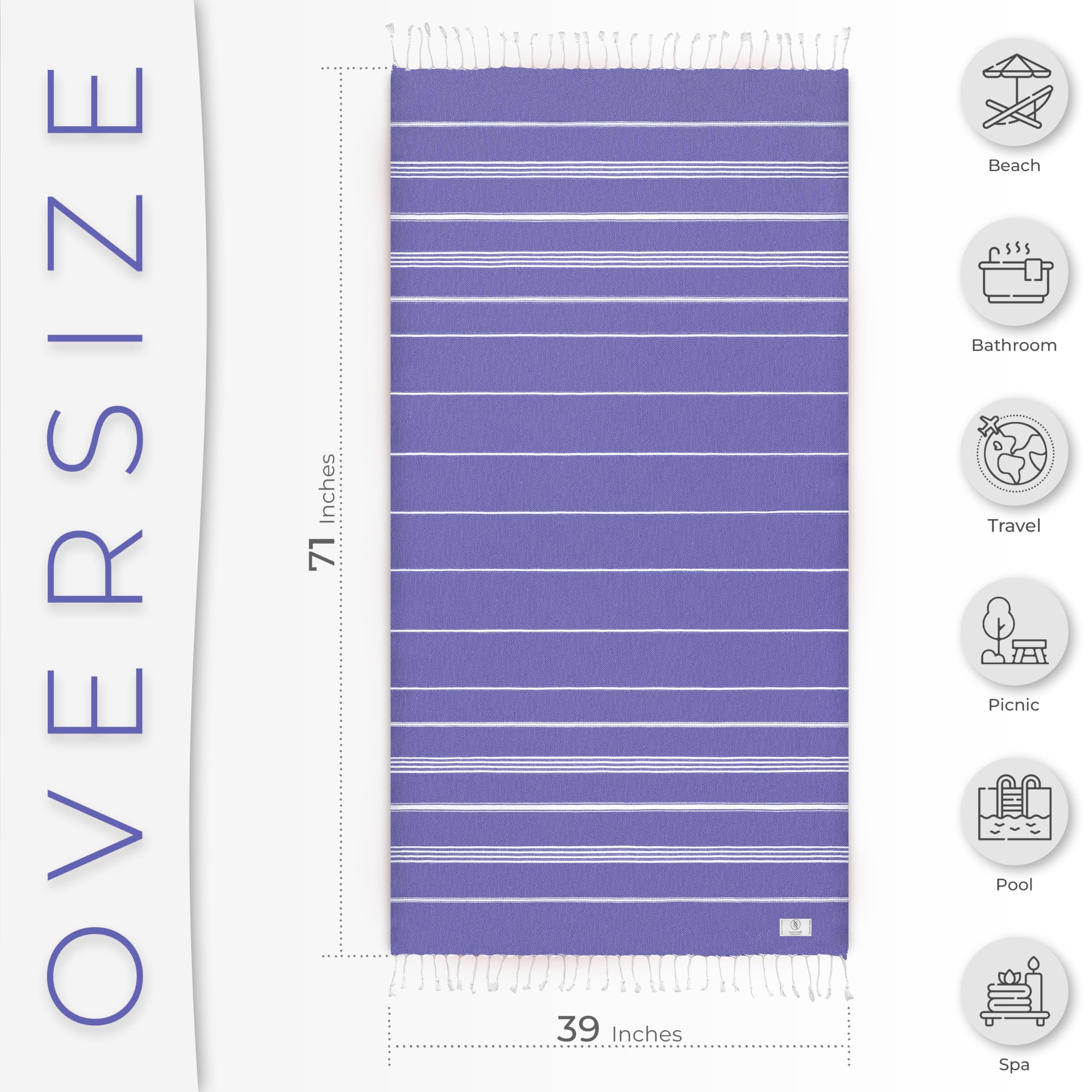 Ossano Turkish Beach Towel — Oversized 39x71 Inch Quick-Dry Sand-Free Towel For Beach, Pool & Travel In Latte Color