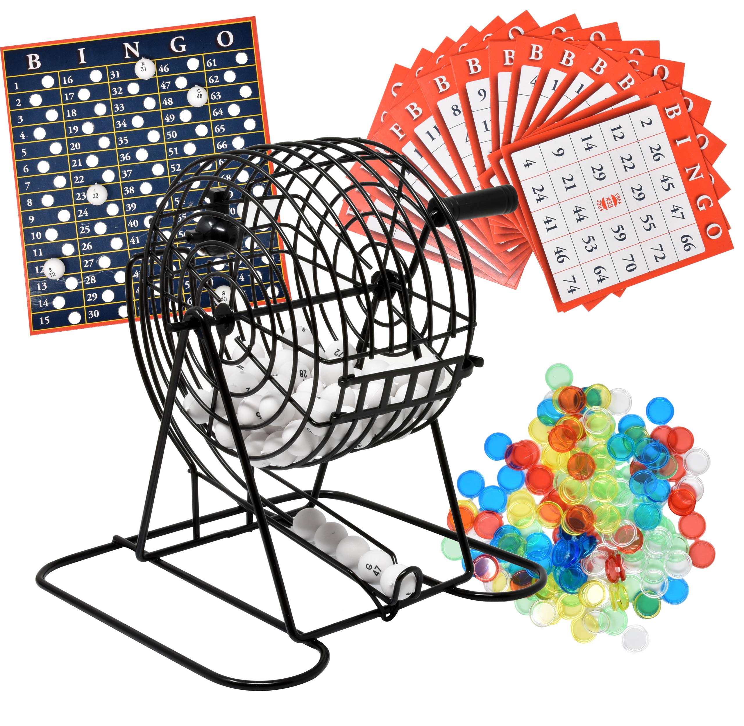 Buy Deluxe Bingo Game Set With Metal Bingo Cage Spinner 75 Numbered