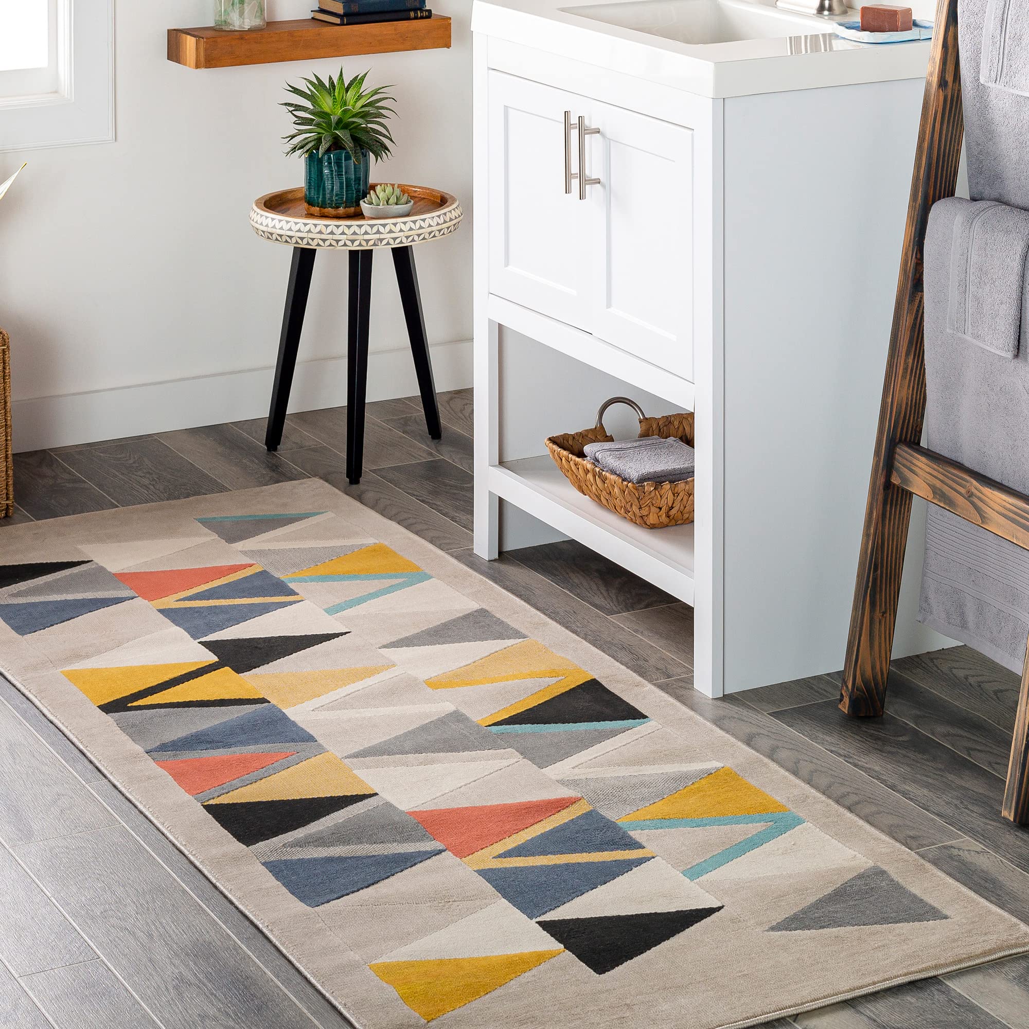 Livabliss Delaney Marietta Geometric Carpet Runner 80x220 cm, Scandi Neutral Boho Pattern for Hallway, Living Room & Kitchen, Durable Easy Care Long Runner, Brown Beige Orange Grey