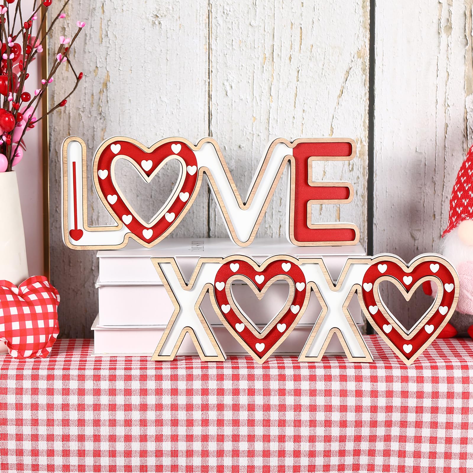 Amazon.com: Valentines Day Decorations - 2PCS Wooden LOVE and XOXO