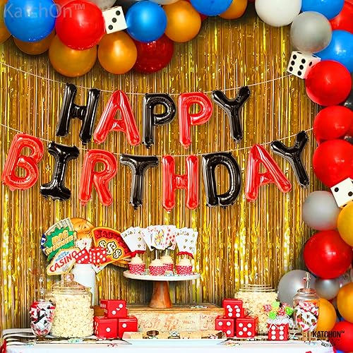 Miniatura 5 de KatchOn, Cartel de feliz cumpleaños rojo y negro  16 pulgadas  Decoraciones de cumpleaños rojo y negro  Letras de globos de feliz cumpleaños rojo y
