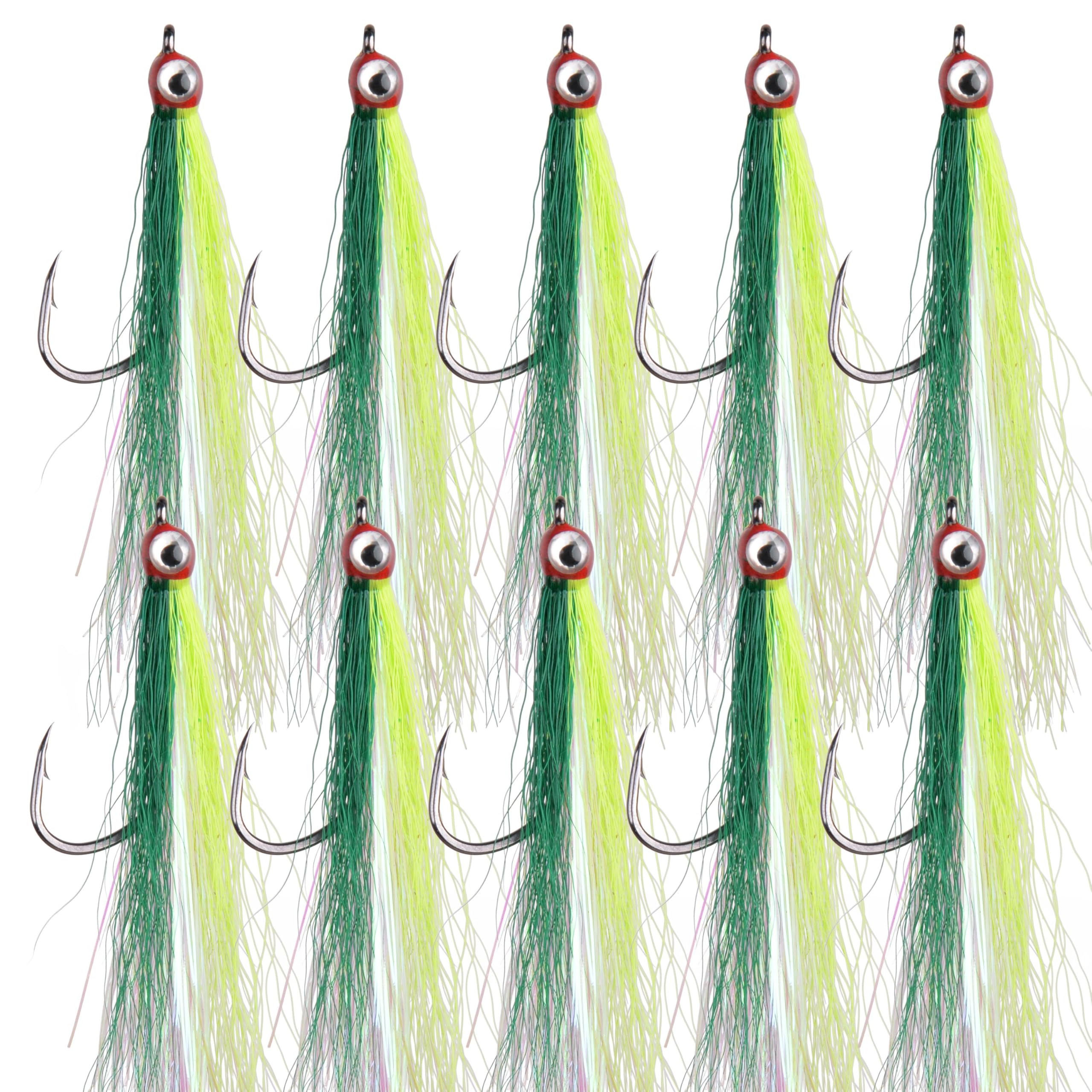 Clouser Minnow Fishing Flies, 10pcs Saltwater Fly Fishing Lures Hand Tied Clouser Minnow Fly Streamer Hooks for Bass Striper Flounder Saltwater Freshwater