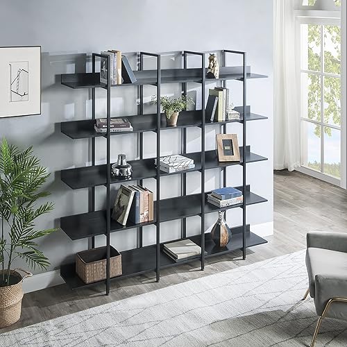 Miniatura 3 de Harper & Bright Designs Estantería abierta de 5 niveles para oficina en casa, estante de estilo industrial vintage con marco de metal, tablero de