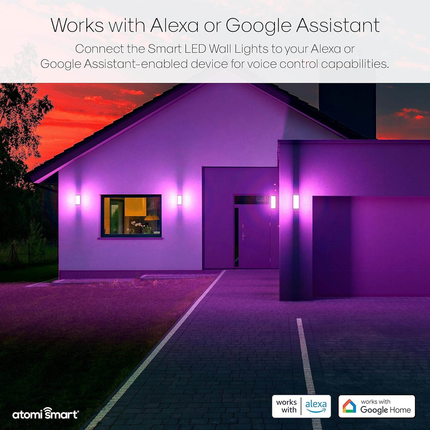 atomi smart WiFi LED Square Wall Sconce Lights 2Pack, 1200 Lumens