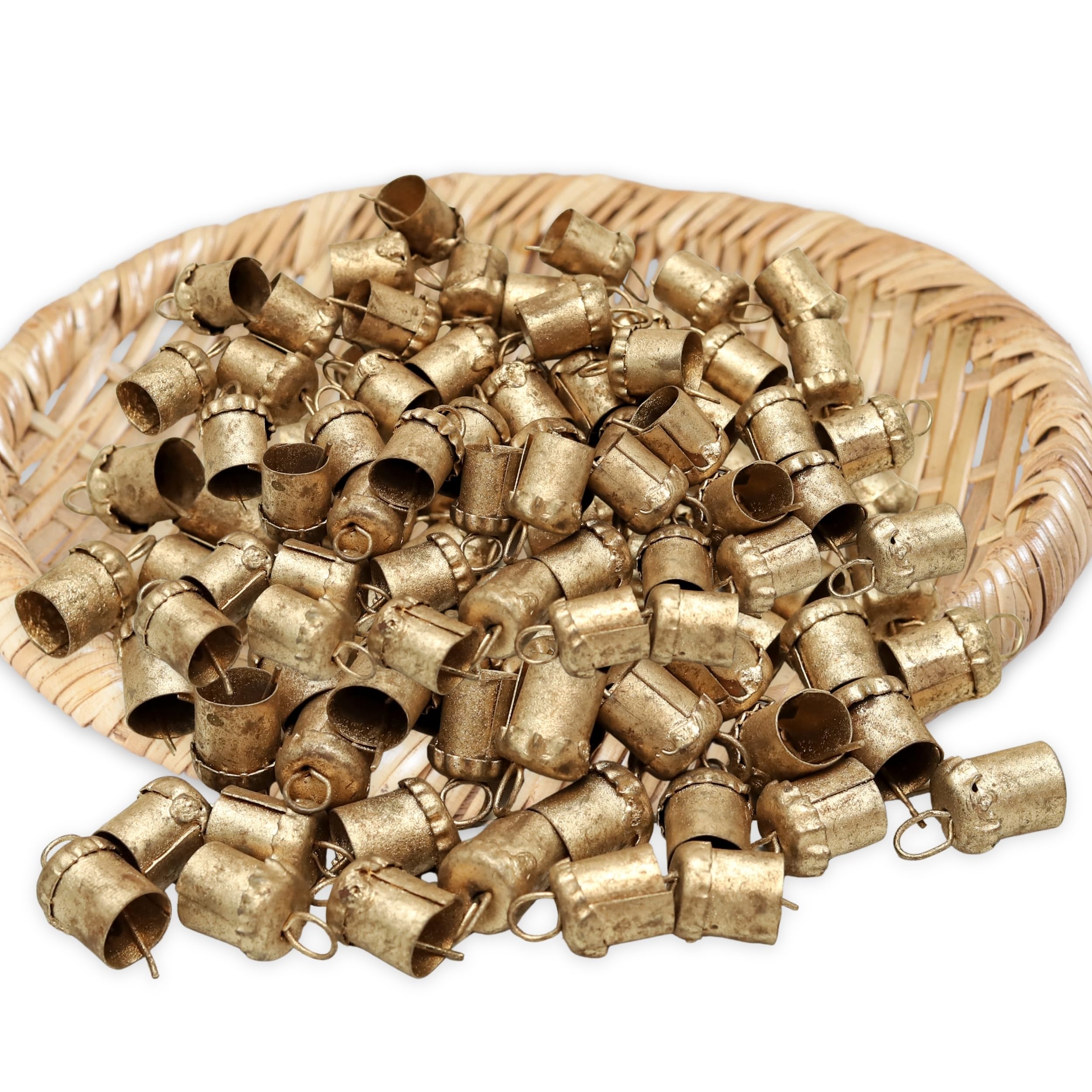 Set of 50 Mini Christmas Bells β 1 cm Vintage Jingle Bells for Crafts, Tree Decoration, Farmhouse & Holiday DΓ©cor