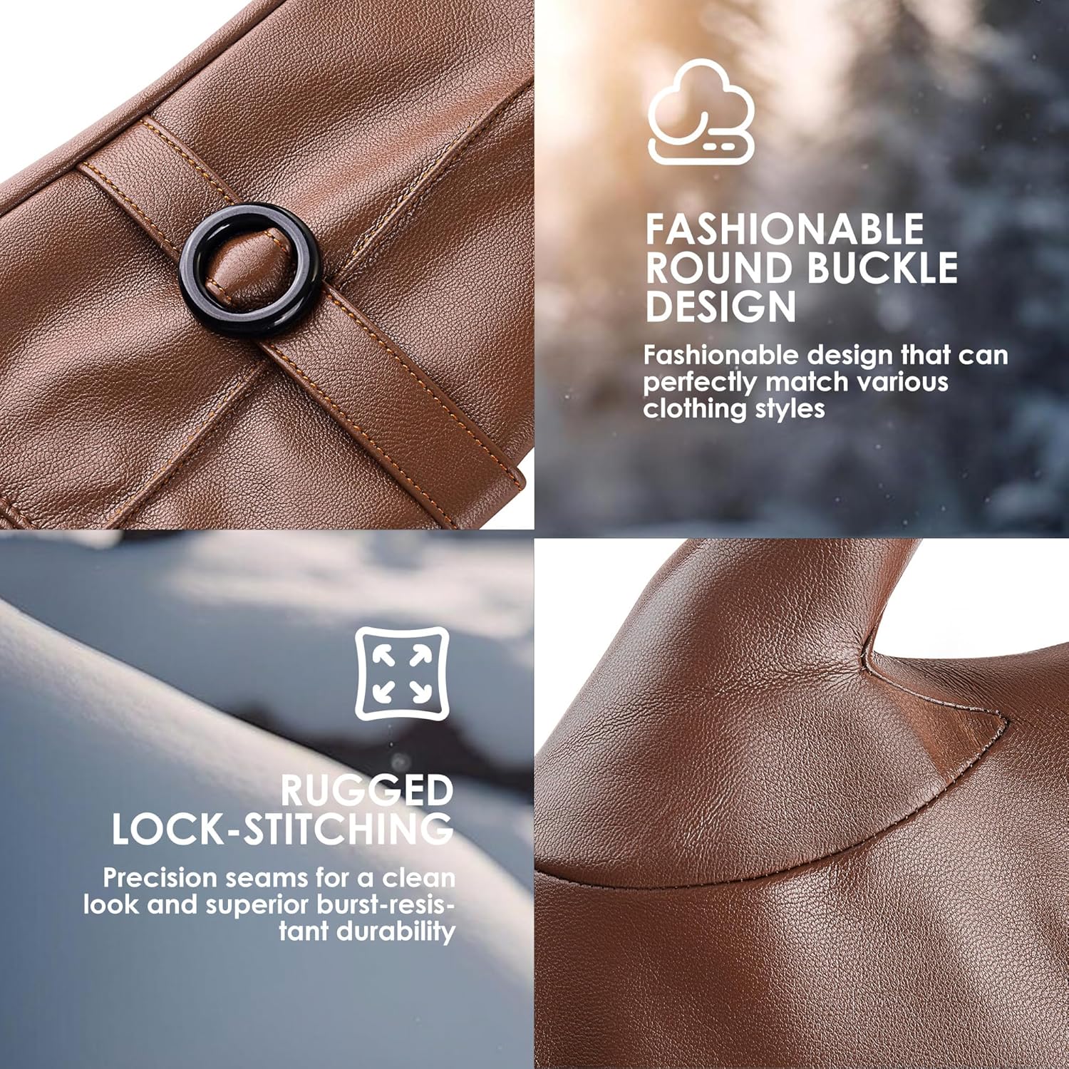 Dsane Womens Winter Leather Gloves Touchscreen Texting Warm Driving Lambskin Gloves for Christmas Gifts - Image 5