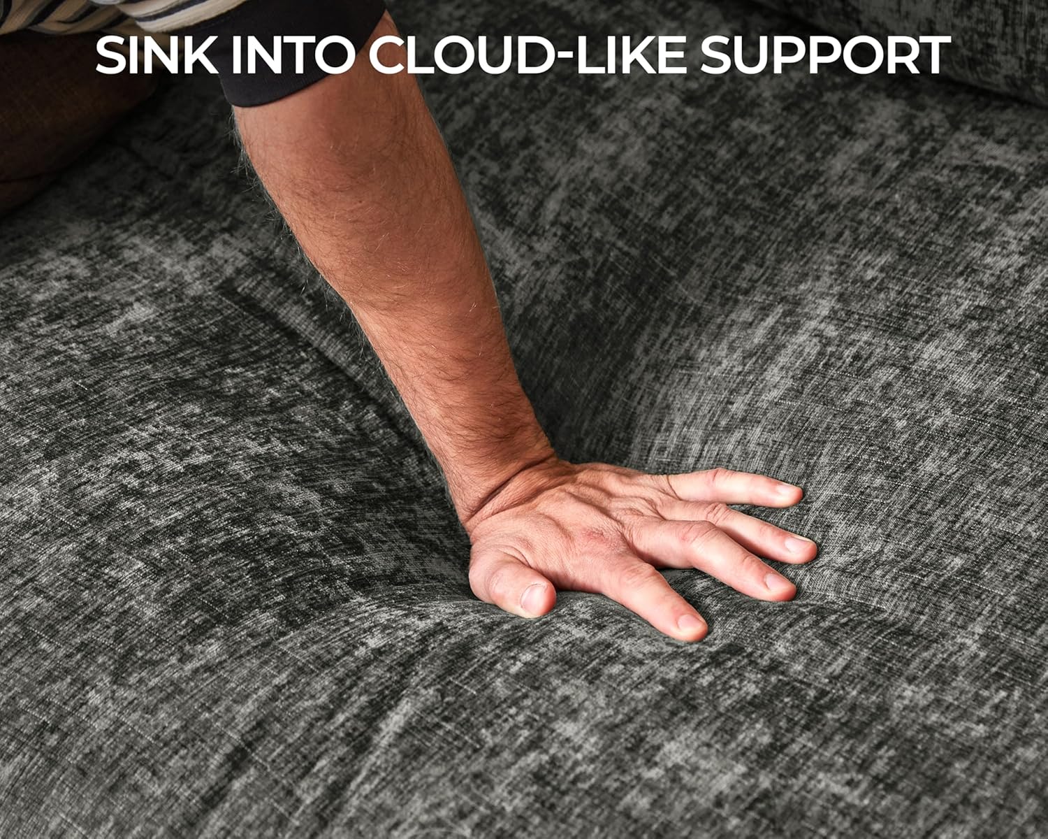 Single Seat Module for Olar Oversized Modular Sectional Sofa, Extra Deep and Wide Cloud Chair, Cushion Covers Removable, Freely Combined with Other Modules by U-connectors, Chenille, Grey