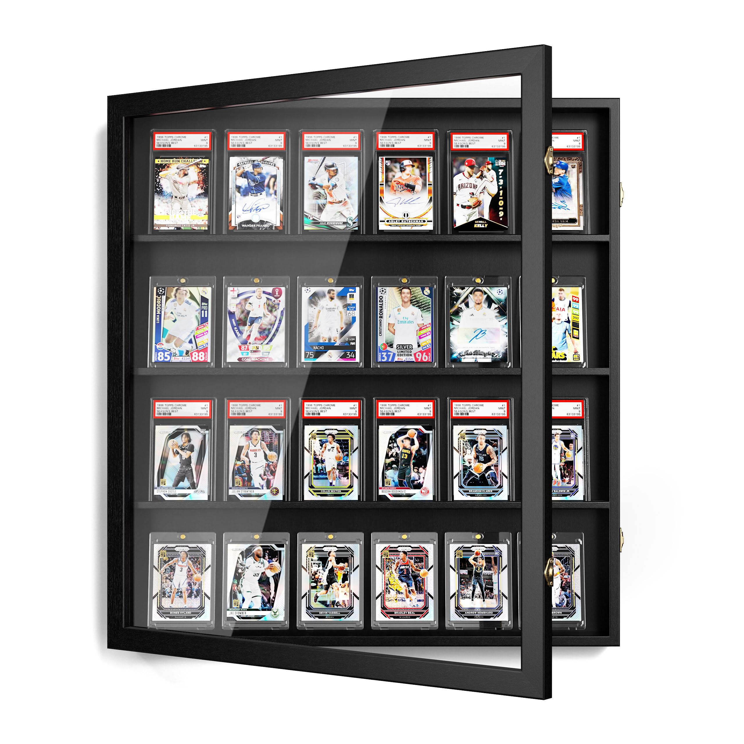 1 Pezzo Espositore a Parete di Carte, Legno Piani Espositore di Carte da Collezione, Trasparente HD Cornice di Visualizzazione della Carta per Carte da Baseball Sport Classificate Collezione