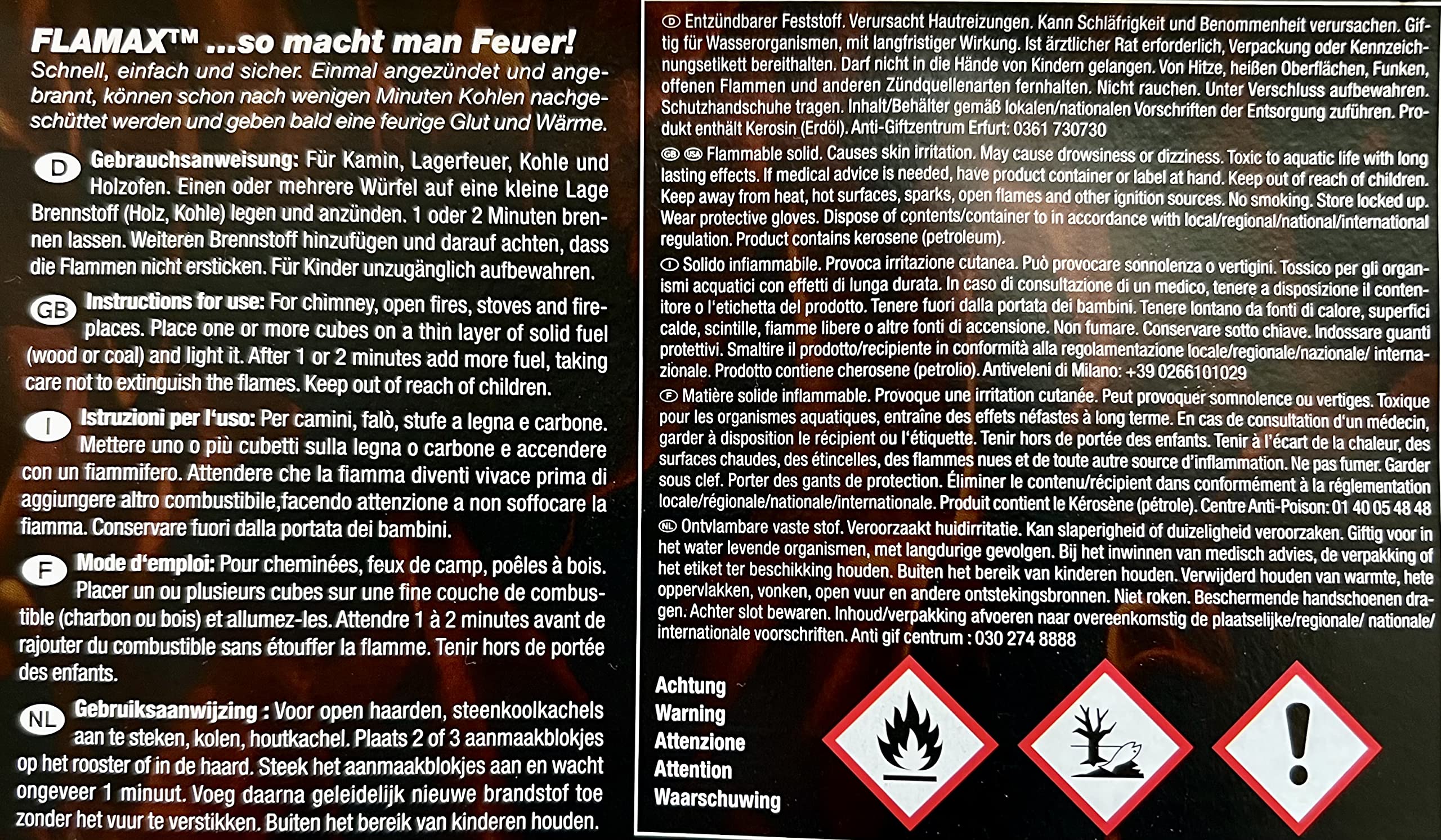720x Kohleanzünder Anzündwürfel Grillanzünder Kaminanzünder 15x 48er Ofenanzünder Feueranzünder für Ofen Kamin Kohlenanzünder Anzünder Würfel Anzündwolle, Set Flamax Anmachwürfel + 1 KOVA Bildmagnet