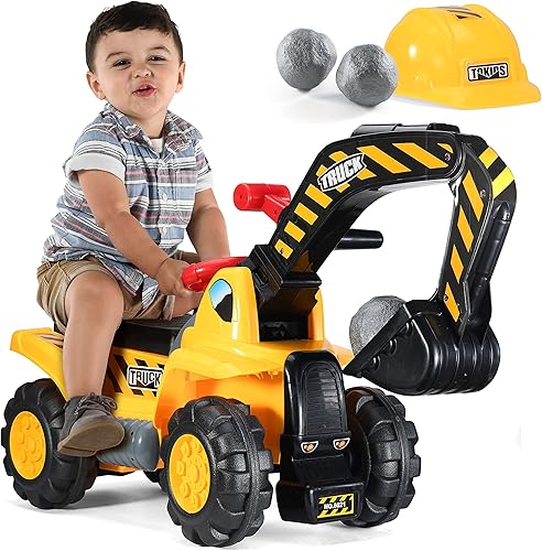Miniatura 8 de Play22 - Tractores de juguete para niños en excavadora  Sonidos musicales de tractor incluye casco con carriles  Montar en el tractor juego de