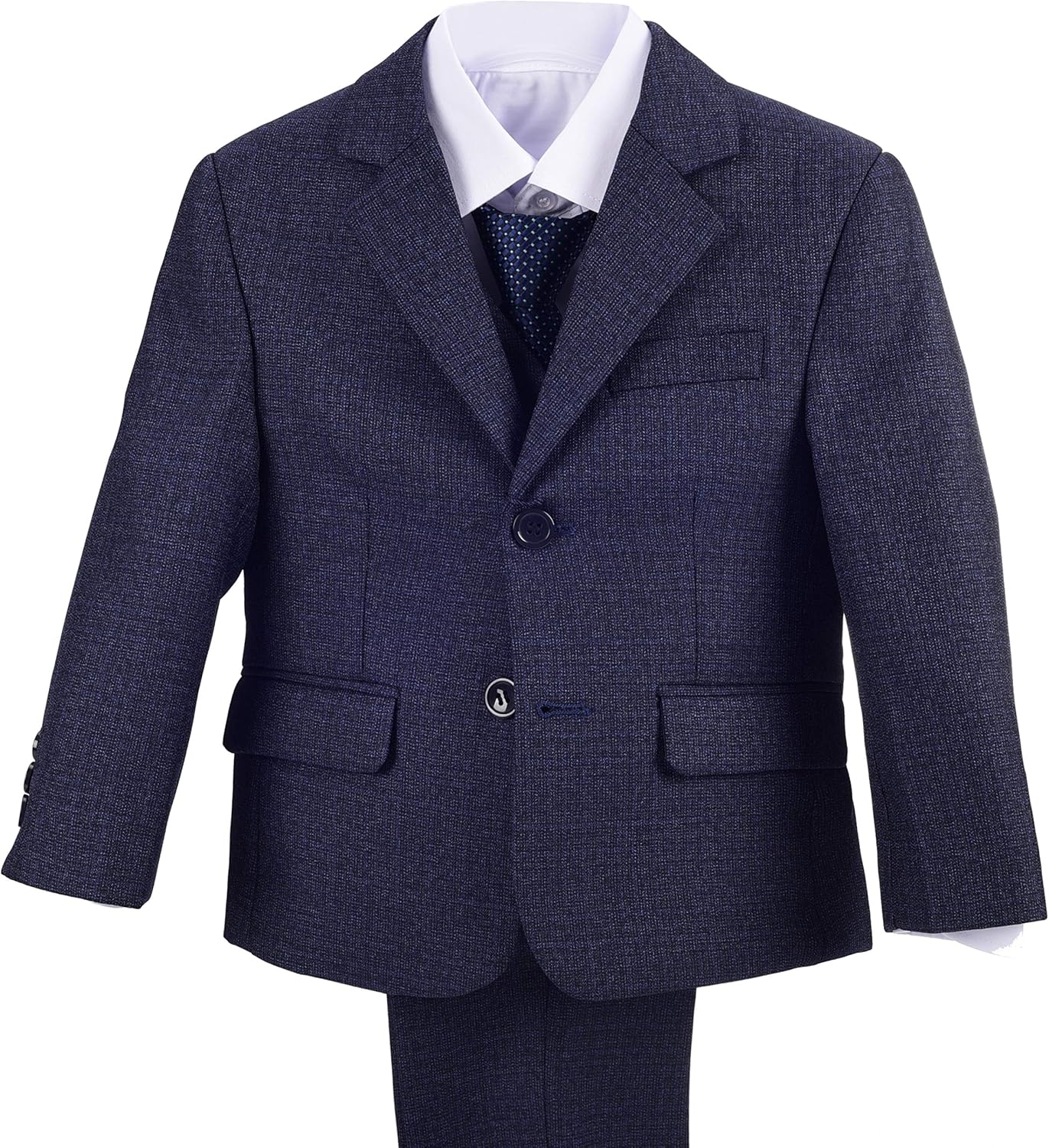 Dressy Daisy Boys Tweed Suit Formal Dress Wear Set Wedding Outfit with Blazer, Vest & Tie, Modern Fit