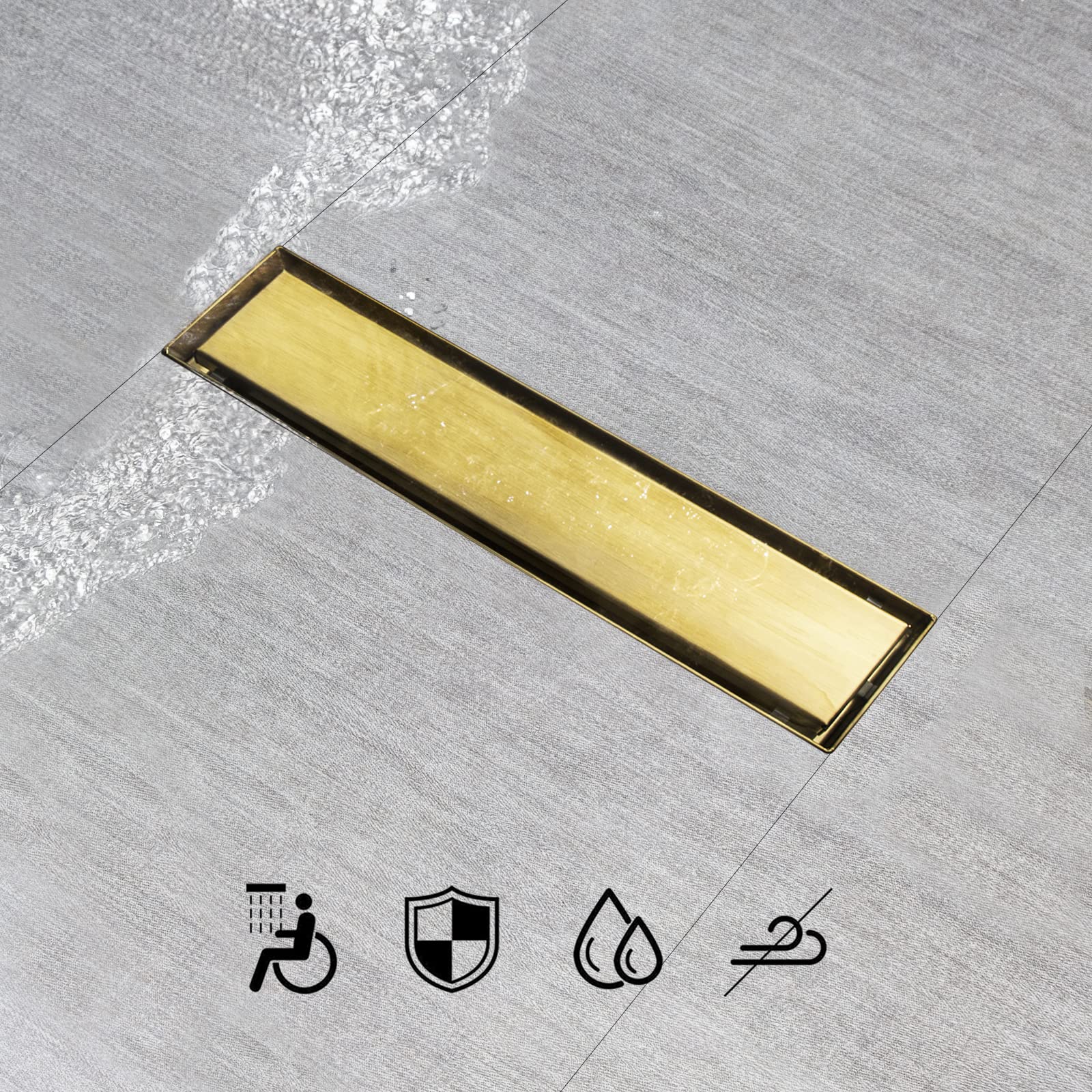 SaniteModar Scarico lineare per doccia, scarico doccia 30,5 cm, con pannello inserto 2 in 1, con filtro per capelli e piedini livellanti