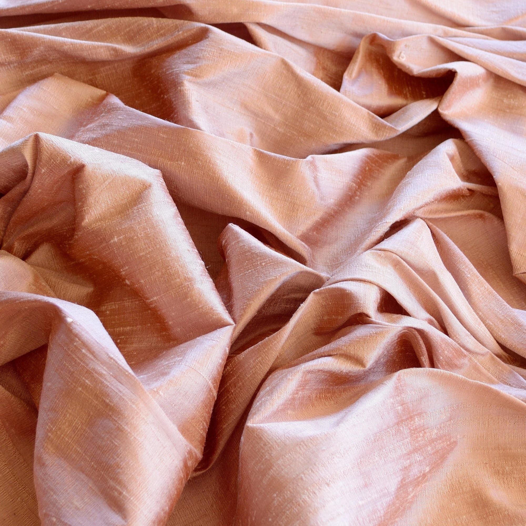 Iridescent Cashmere Pink Dupioni Silk, 100% Silk Fabric, by The Yard, 44" Wide