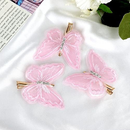 Miniatura 3 de Pinzas para el cabello de mariposa de 2.6 pulgadas, lazos para el cabello con bordados, 15 piezas de accesorios para el cabello para Halloween,