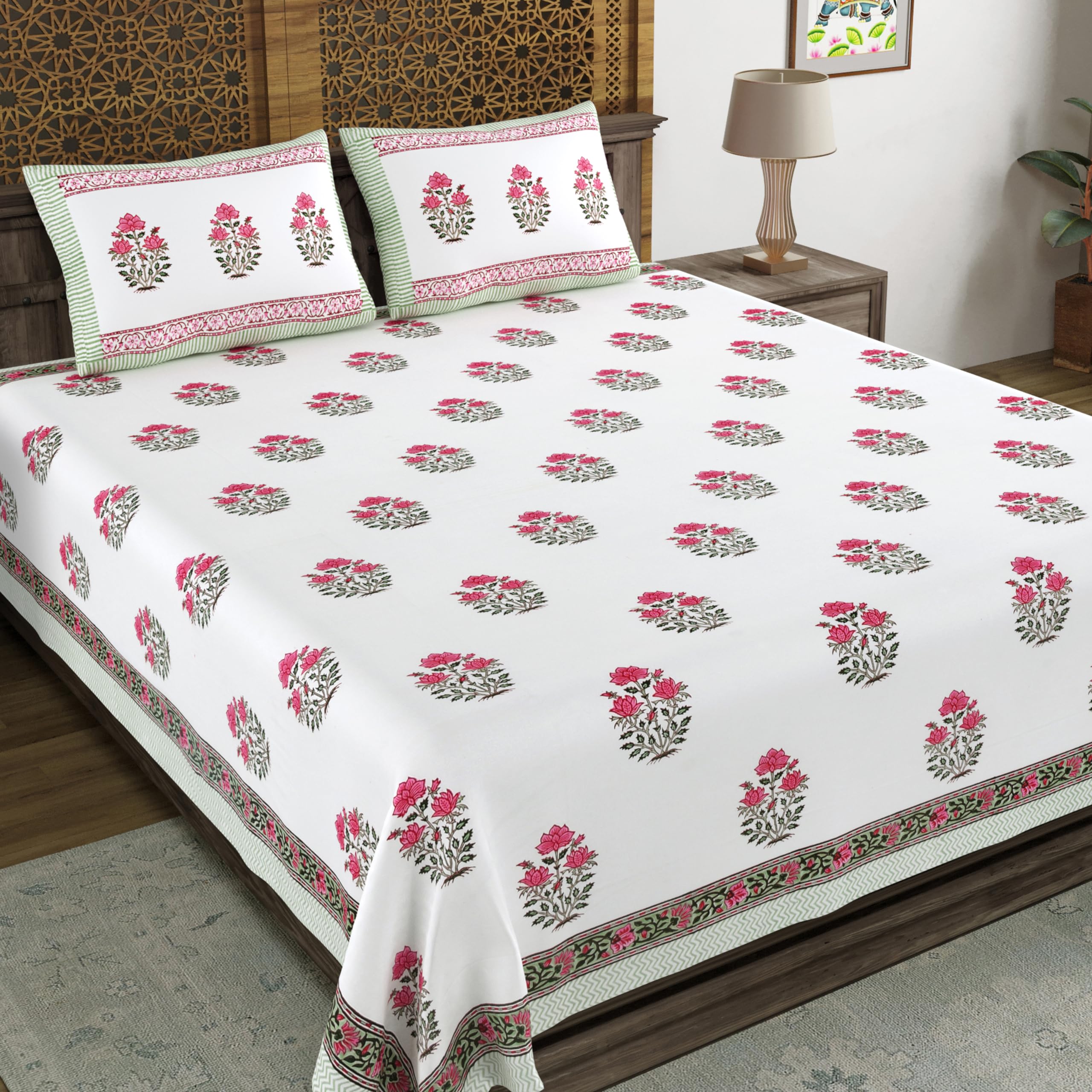 BLOCKS OF INDIA Hand Block Printed 250 TC Cotton Super King Size Bedsheet(96 X 108 Inch) (Color 13) (B0BY6J66D6) Amazon Price History, Amazon Price Tracker