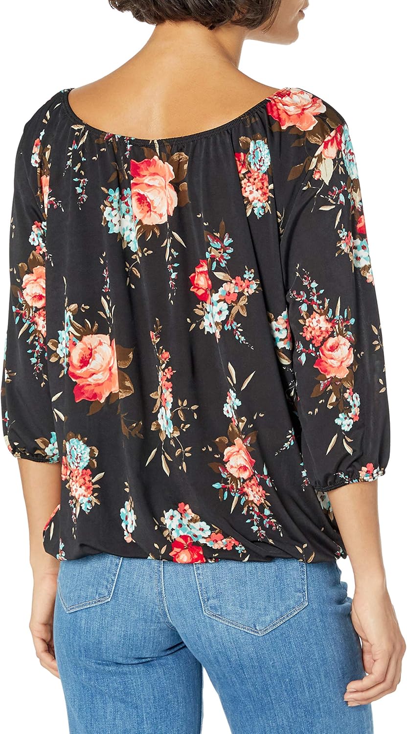 Star Vixen Women's Plus-Size Peasant Top with Elastic Hem - Image 2