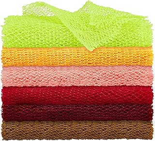 6 Pieces African Net African Body Exfoliating Net African Net Bath Sponge Exfoliating Shower Body Scrubber Back Scrubber Skin Smoother for Daily Use or Stocking Stuffer (Multiple Color)
