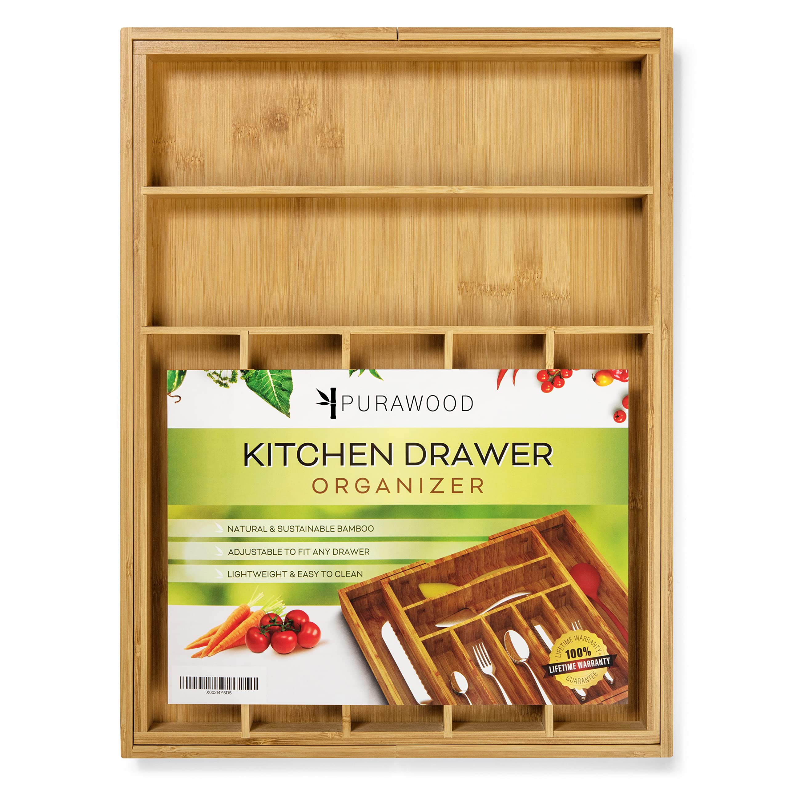 Premium Bamboo Silverware Organizer Expandable Kitchen Drawer