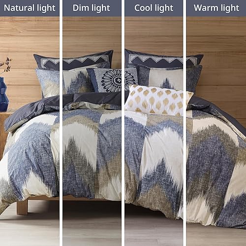 Miniatura 4 de INK+IVY - Juego de edredón de algodón alpino, diseño moderno de cheurón para cabaña, apto para todas las estaciones, juego de cama de plumón
