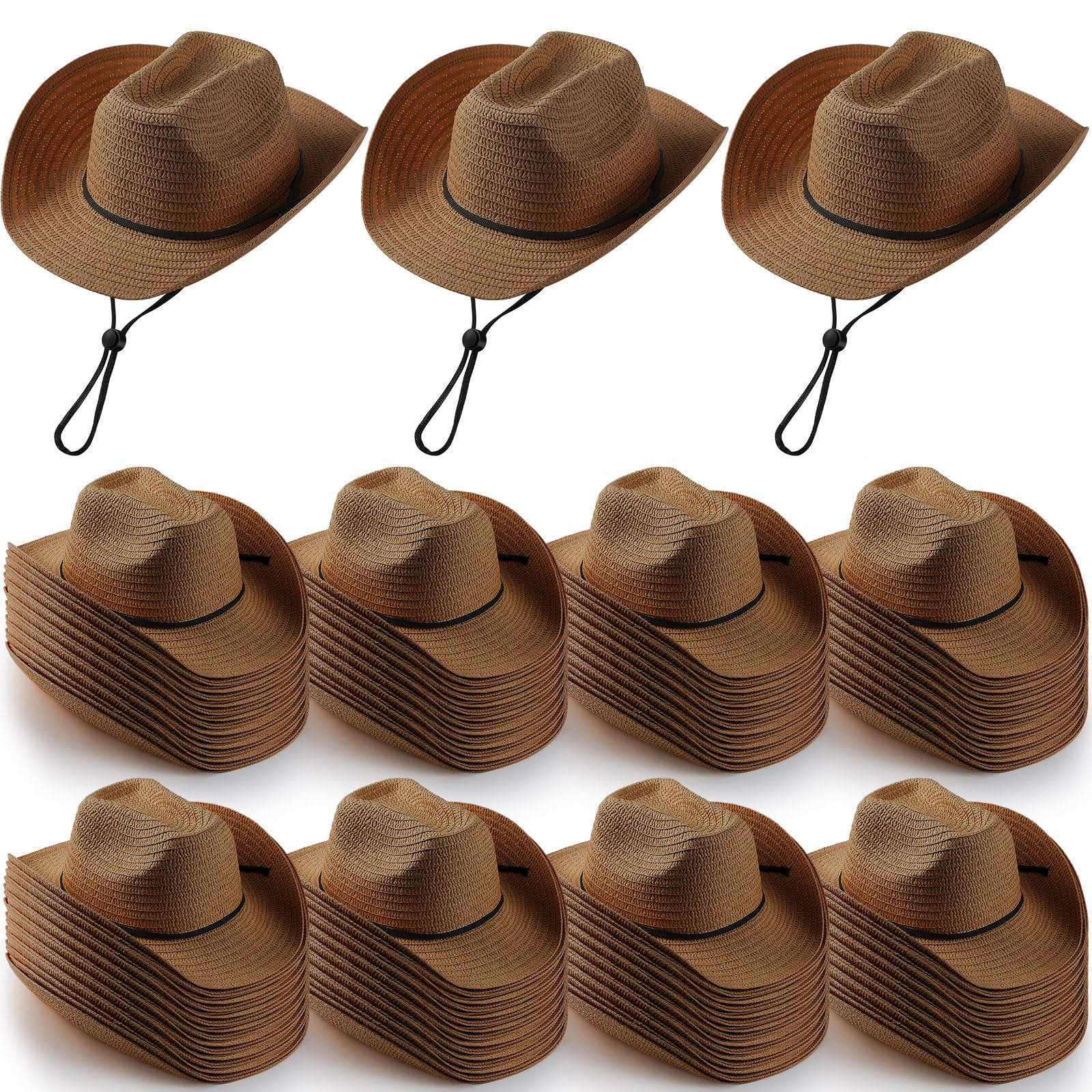 Unittype Adult Straw Cowboy Hat Bulk Western Party Pack