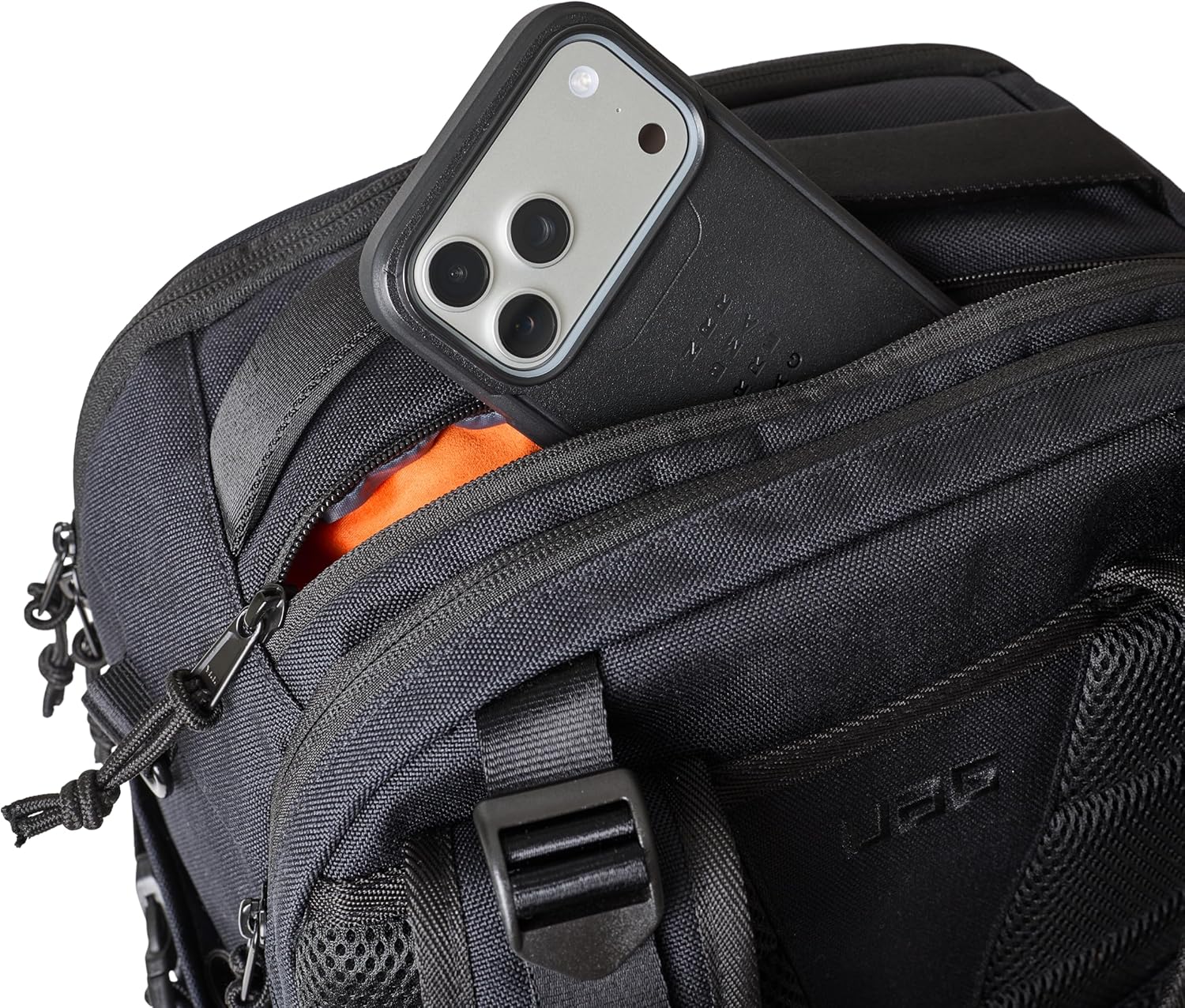 URBAR ARMOR GEAR UAG 24-Liter Laptop Backpack - Fits up to 16" Laptop Clamshell Opening Side Bottle Holder Pocket Travel Carry-on Luggage Daypack, Premium Tech Black