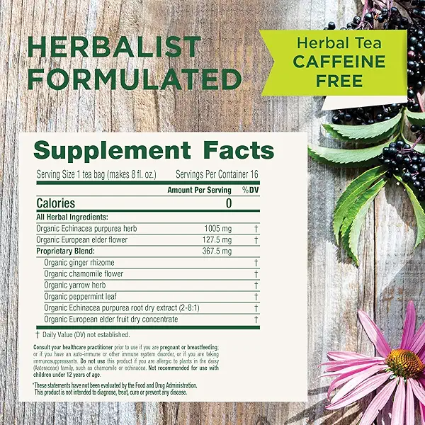 Traditional Medicinals Tea, Organic Echinacea Plus Elderberry, Boosts the Immune System, 96 Tea Bags (6 Pack) 2